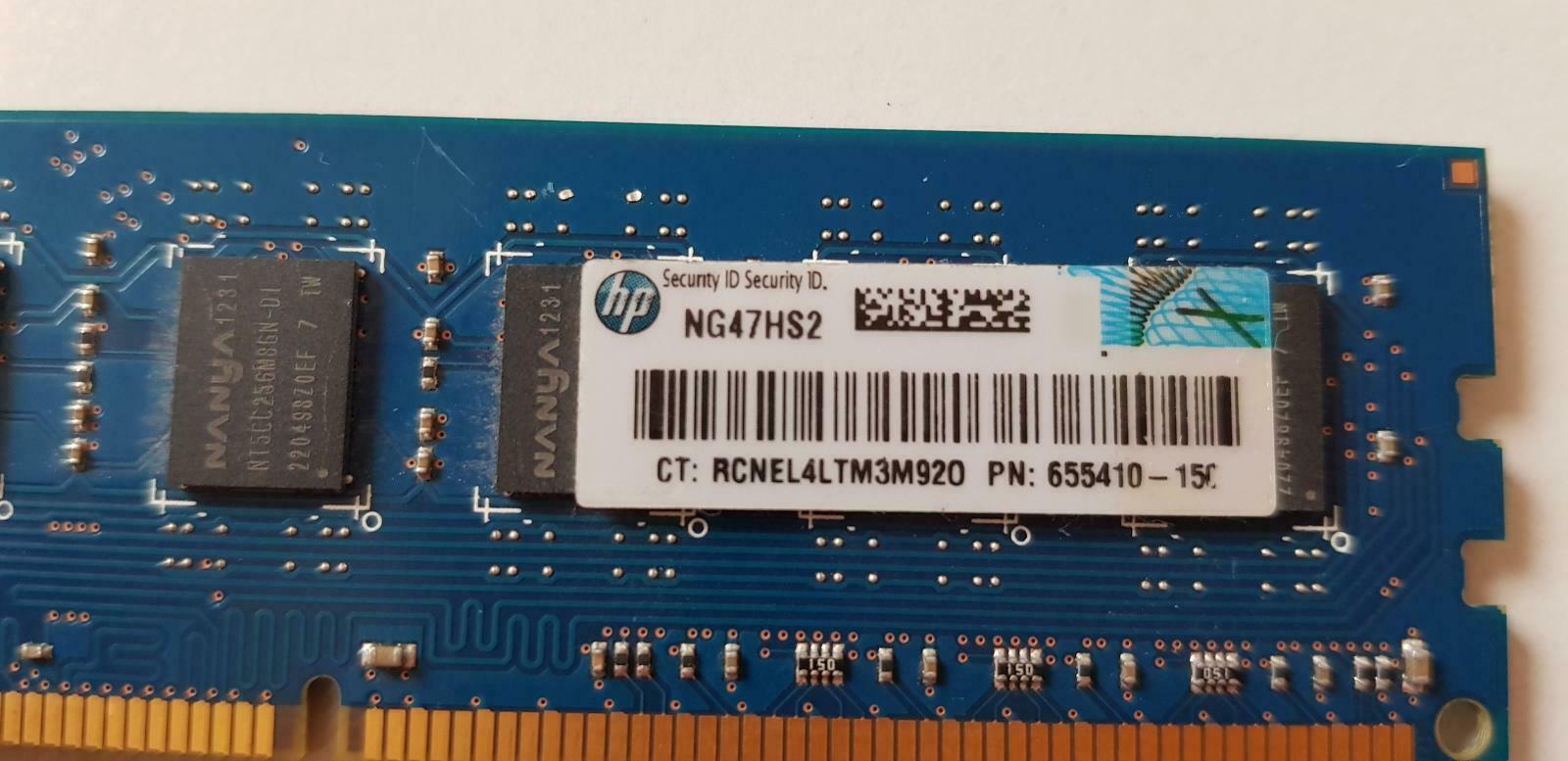 Nanya/HP 4GB 2Rx8 PC3-12800U 1600MHz non-ECC Unbuffered CL11 240-Pin DIMM ( NT4GC64B8HG0NF-DI 655410-150 ) REF