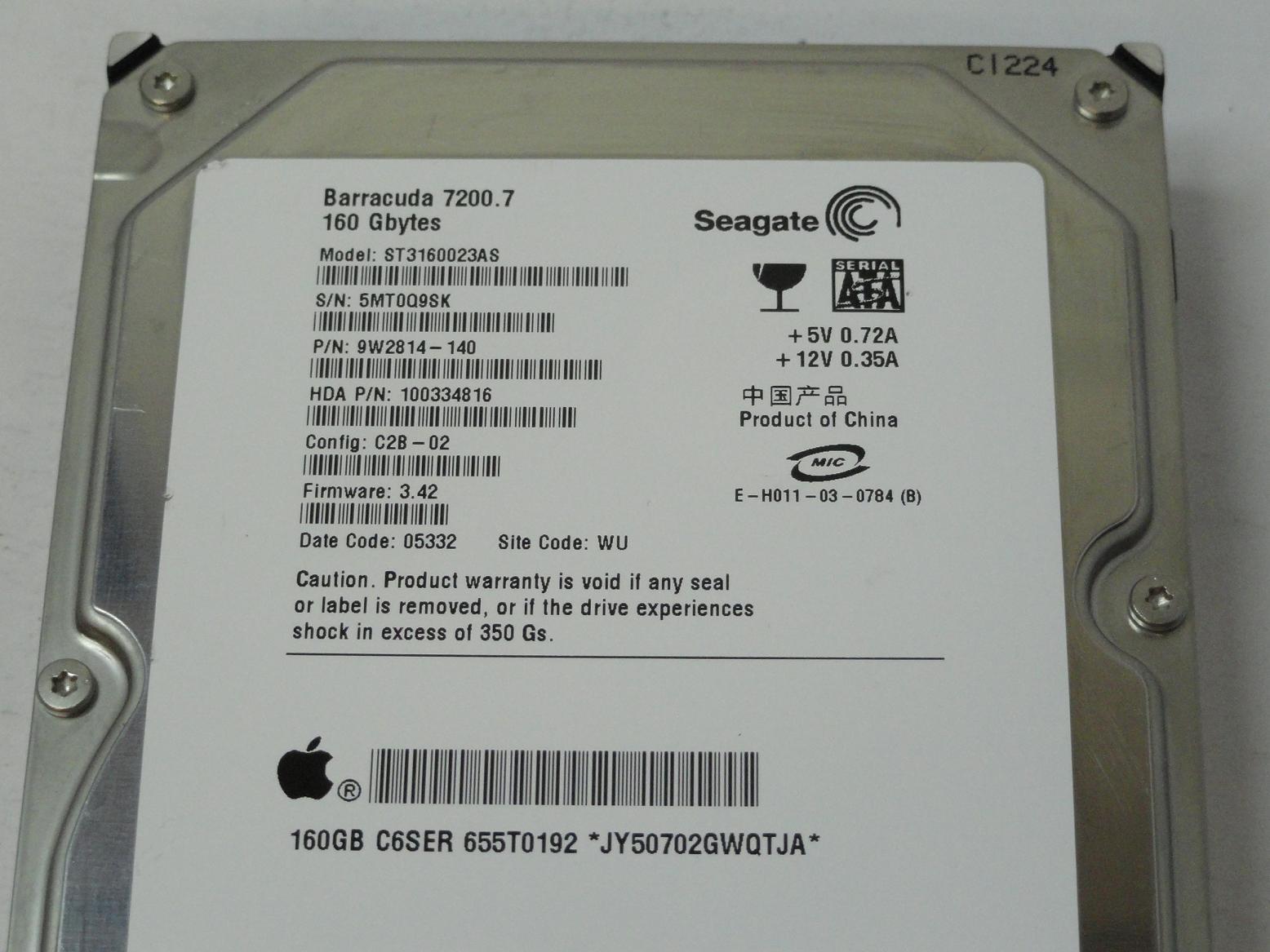 PR24292_9W2814-140_Seagate Apple 160GB SATA 7200rpm 3.5in HDD - Image3