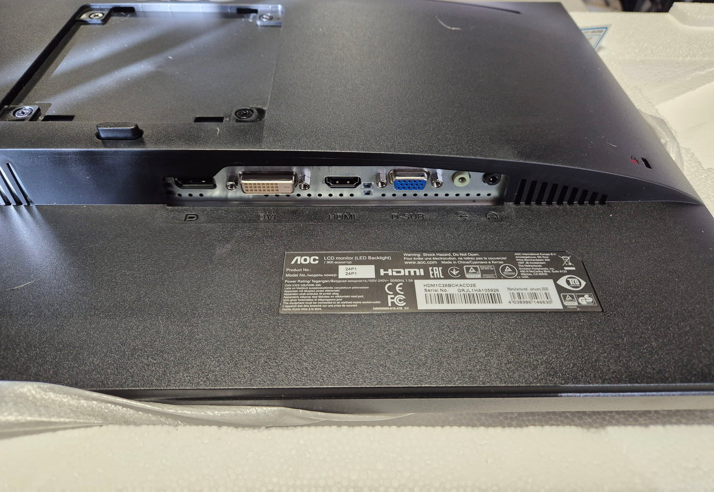 AOC 24P1 24" Full HD Monitor ( HDM1C26BCKACD2E ) USED