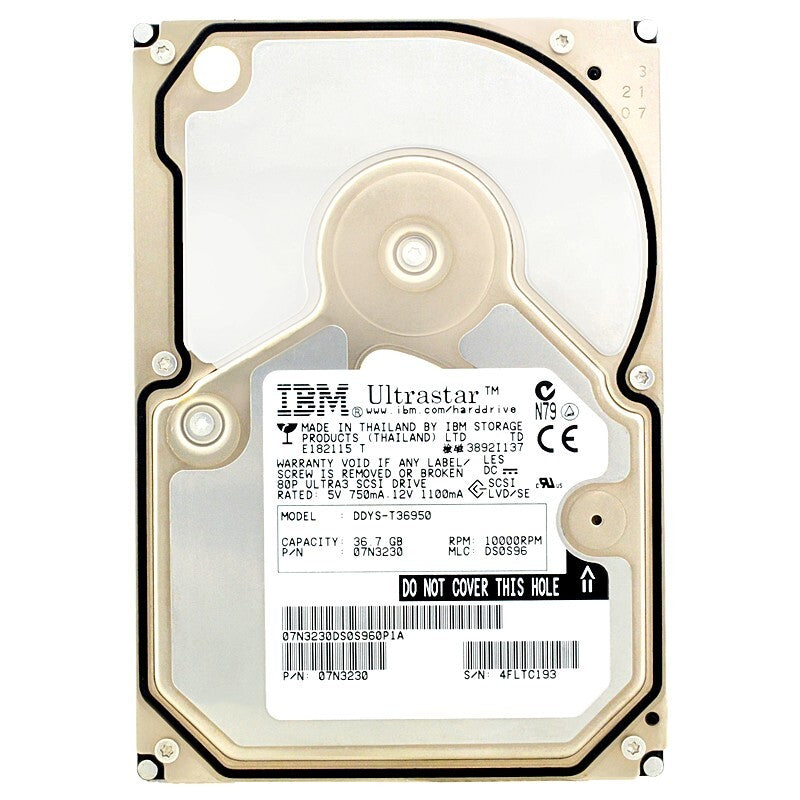 IBM 36.7Gb SCSI 80 Pin 10Krpm 3.5in HDD ( 07N3832 DDYS-T36950 00P1519 ) REF