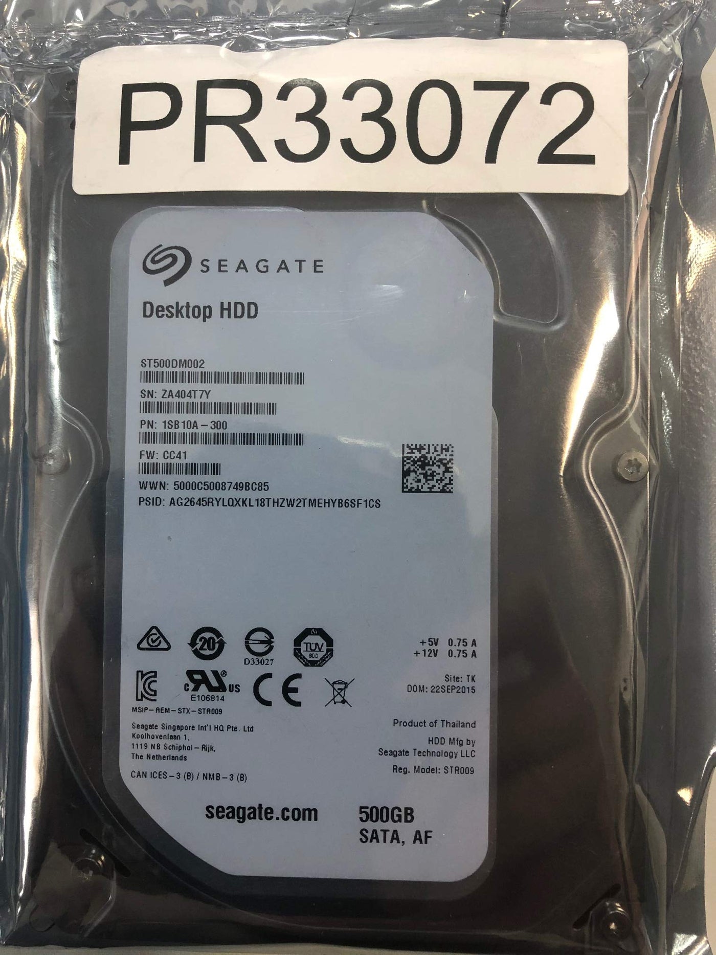 Seagate 500GB SATA 7200rpm 3.5in HDD ( 1SB10A-300 ST500DM002 ) REF