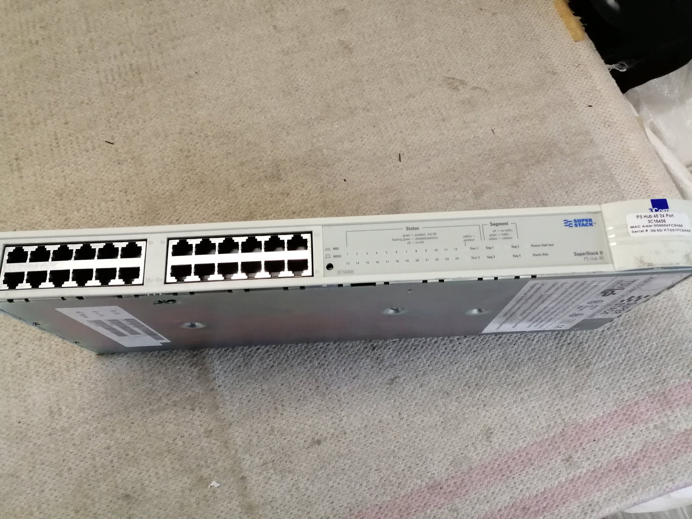 3 com superstack 11 ps ethernet hub 40 ( 3c16406 used noisy fan )