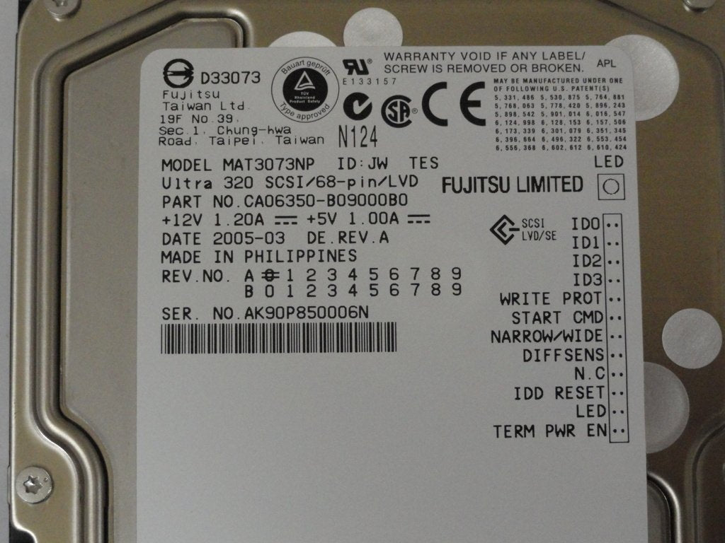 CA06350-B17200HW - HP / Fujitsu 73GB 10k 68pin SCSI Wide 3.5" HDD - Refurbished