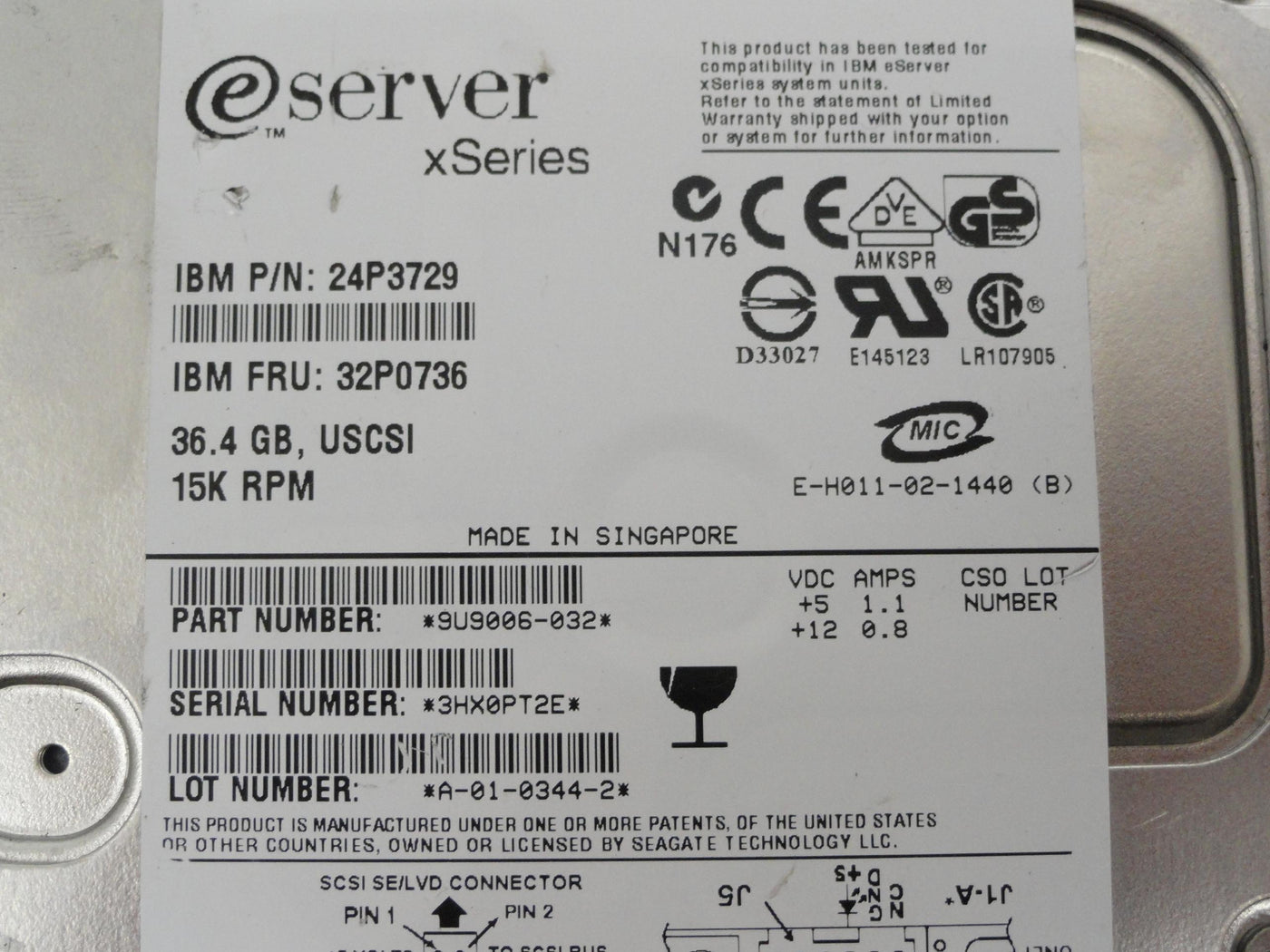 PR20005_9U9006-032_Seagate IBM 36.4Gb SCSI 80 Pin 15Krpm 3.5in HDD - Image3