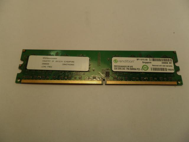 RM25664AA800.M16FE - Rendition 2GB PC2-6400 Non ECC, Unbuffered 256x64 Module - Refurbished