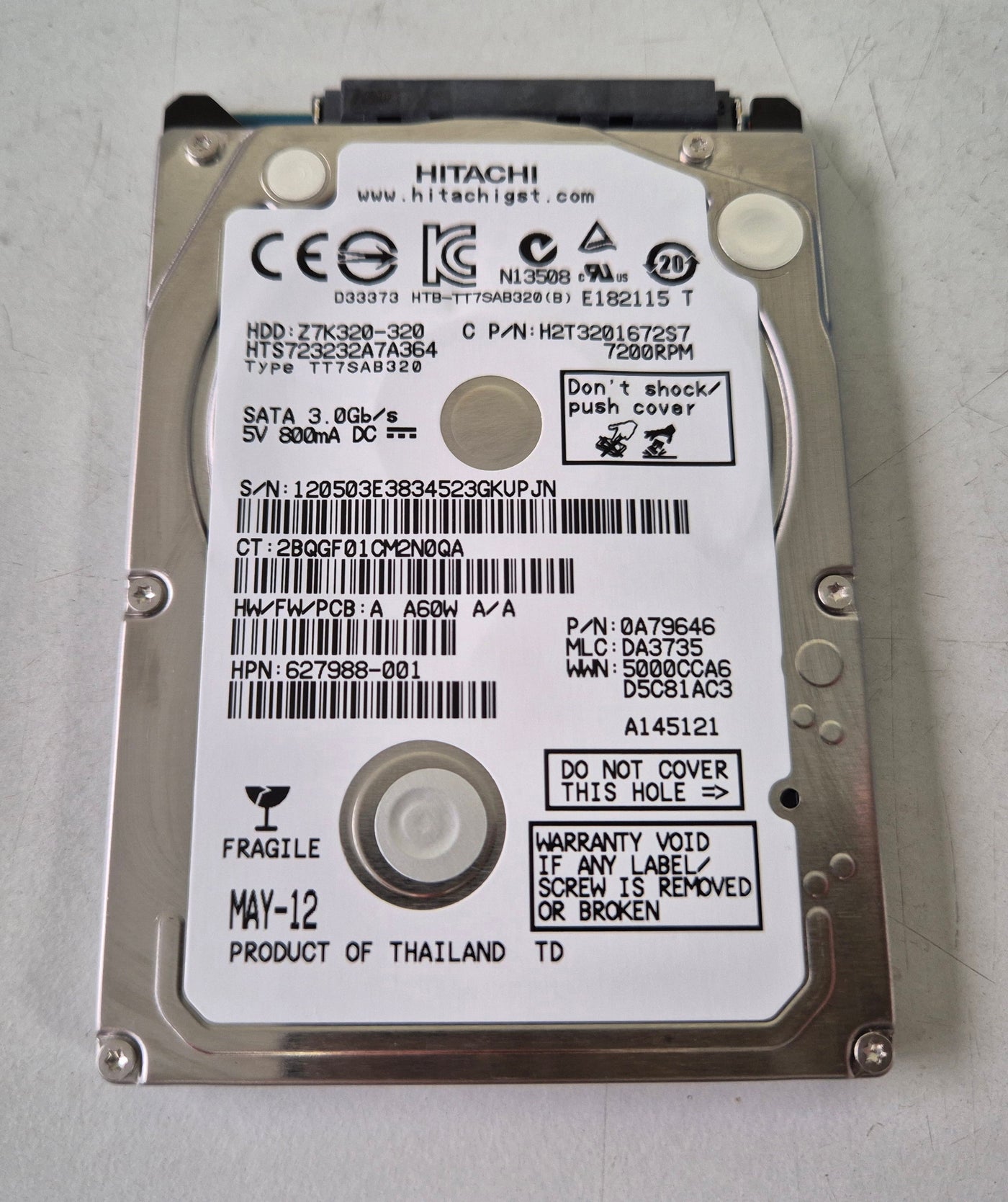 Hitachi HP 320GB SATA 7200rpm 2.5in HDD ( 0A79646 HTS723232A7A364 H2T3201672S7 627988-001 ) REF