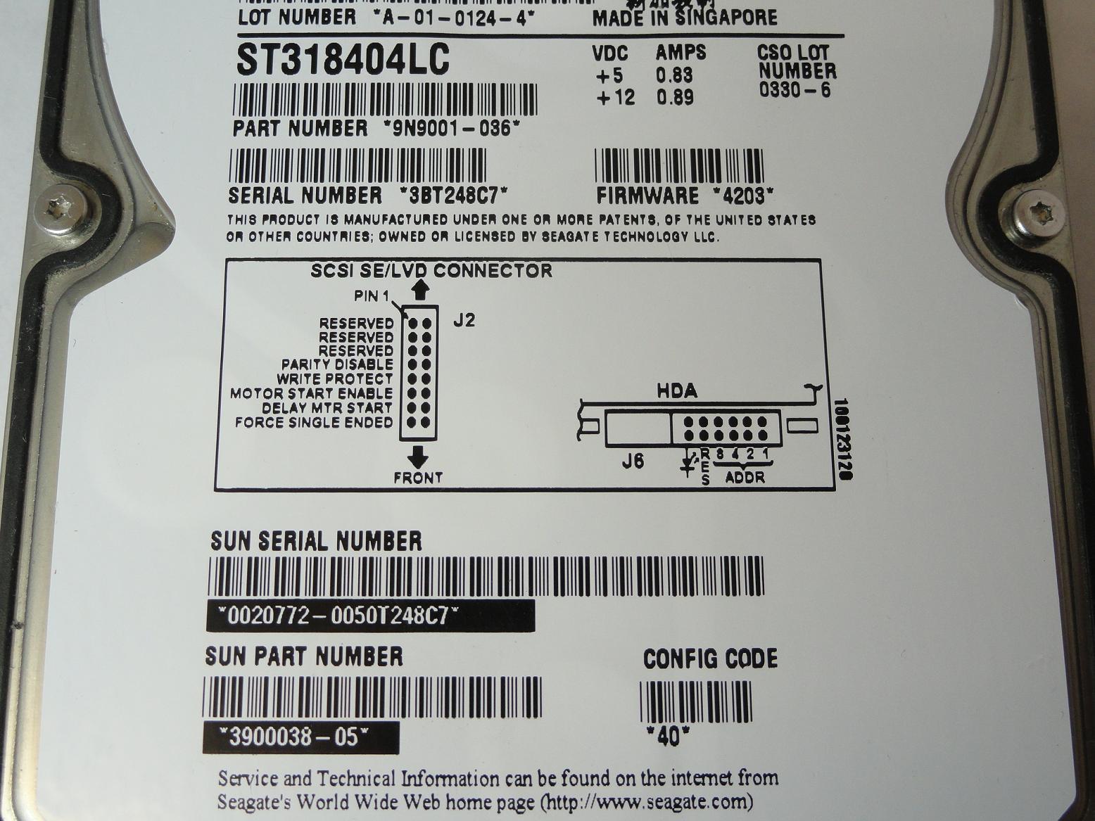 PR23187_9N9001-036_Seagate Sun 18.4Gb SCSI 80 Pin 10Krpm 3.5in HDD - Image3