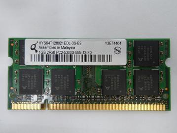 HYS64T128021EDL-3S-B2 - Qimonda 1GB 200p PC2-5300 CL5 16c 64x8 DDR2-667 2Rx8 1.8V SODIMM - Refurbished
