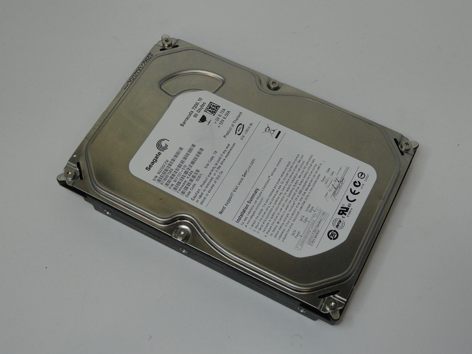 9CY131-510 - Seagate 80GB SATA 7200rpm 3.5in HDD - Refurbished