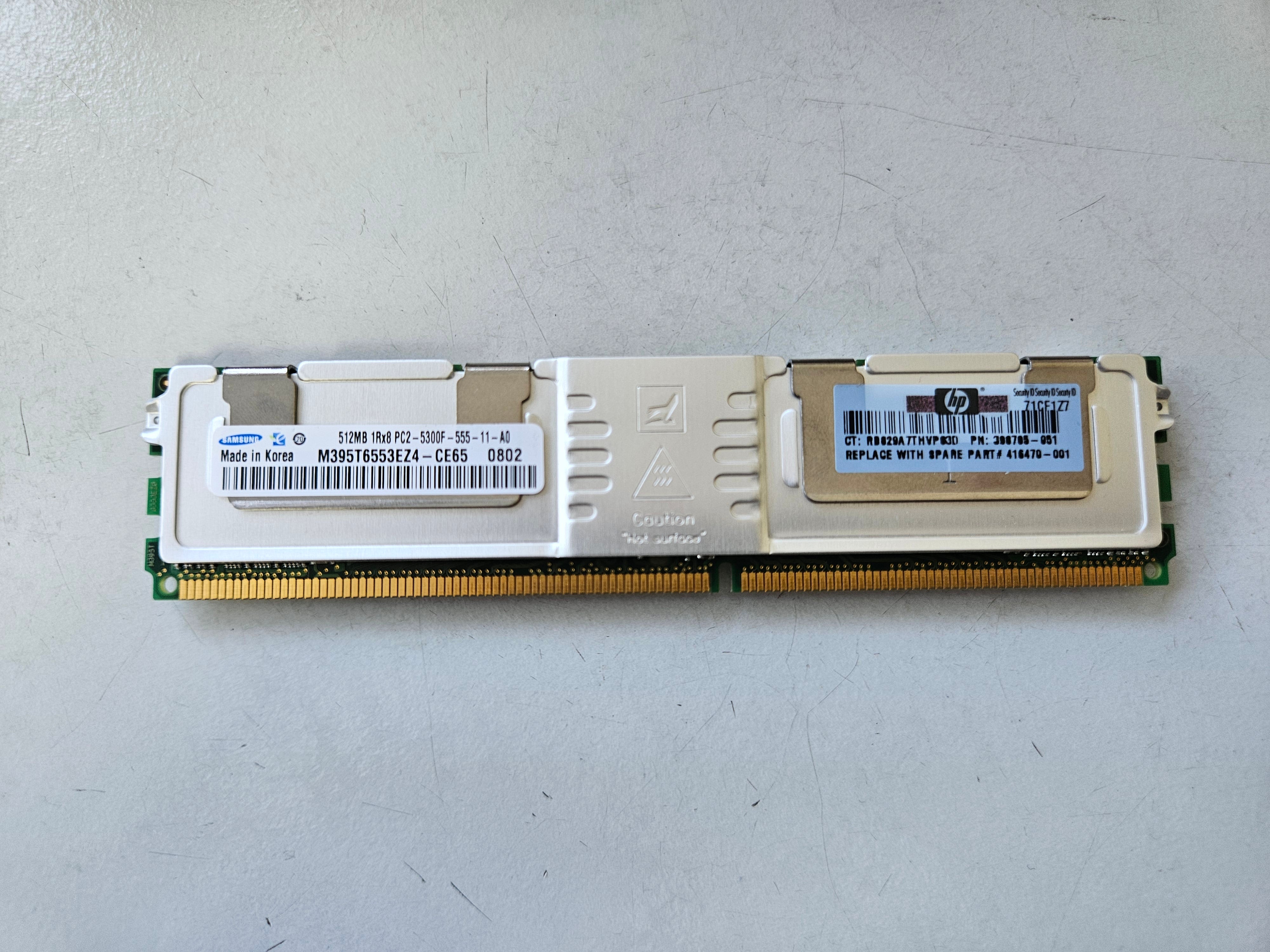 Samsung HP 512MB PC2-5300 ECC Fully Buffered DIMM ( M395T6553EZ4-CE65 398705-051 ) REF