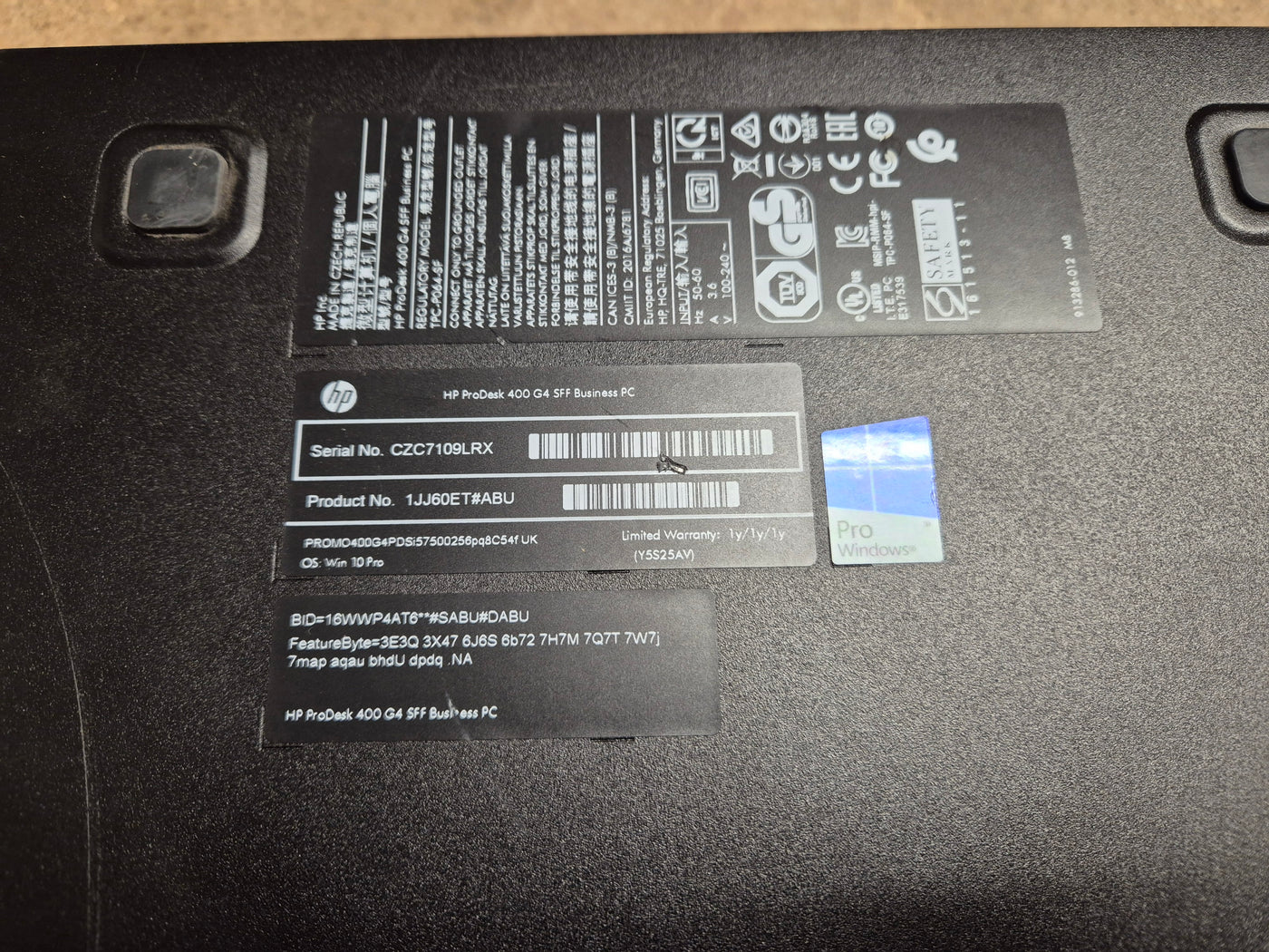 HP ProDesk 400 G4 SFF 250GB SSD DVD 8GB RAM i5-7500 3.4GHz Win10 PC ( 1JJ60ET#ABU ) USED