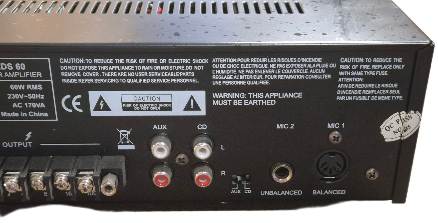 ADS Worldwide 60W Mixer Amplifier ( ADS60 ) USED