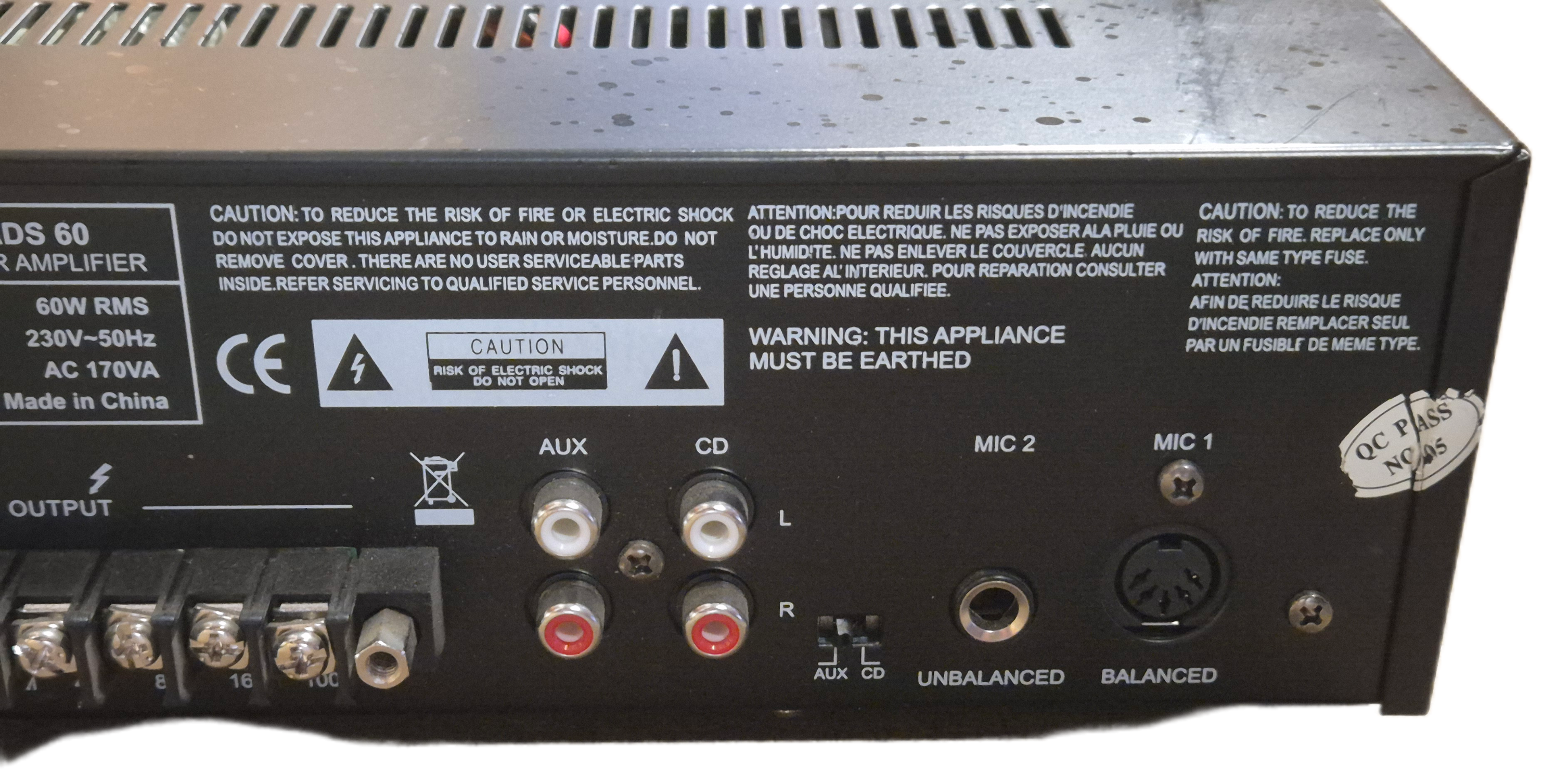 ADS Worldwide 60W Mixer Amplifier ( ADS60 ) USED