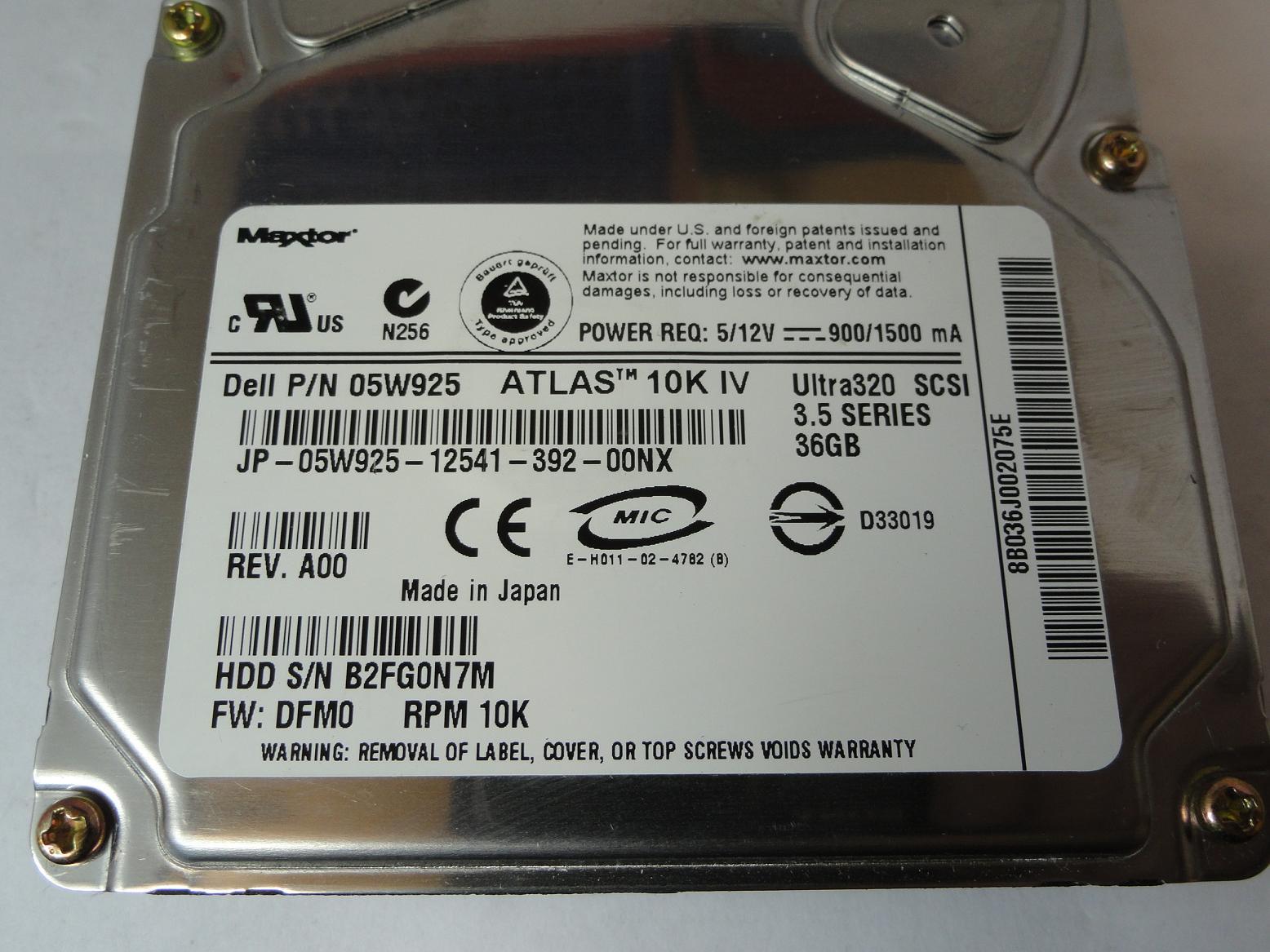 PR05783_8B036J0_Maxtor Dell 36GB SCSI 80 Pin 10Krpm 3.5in HDD - Image4