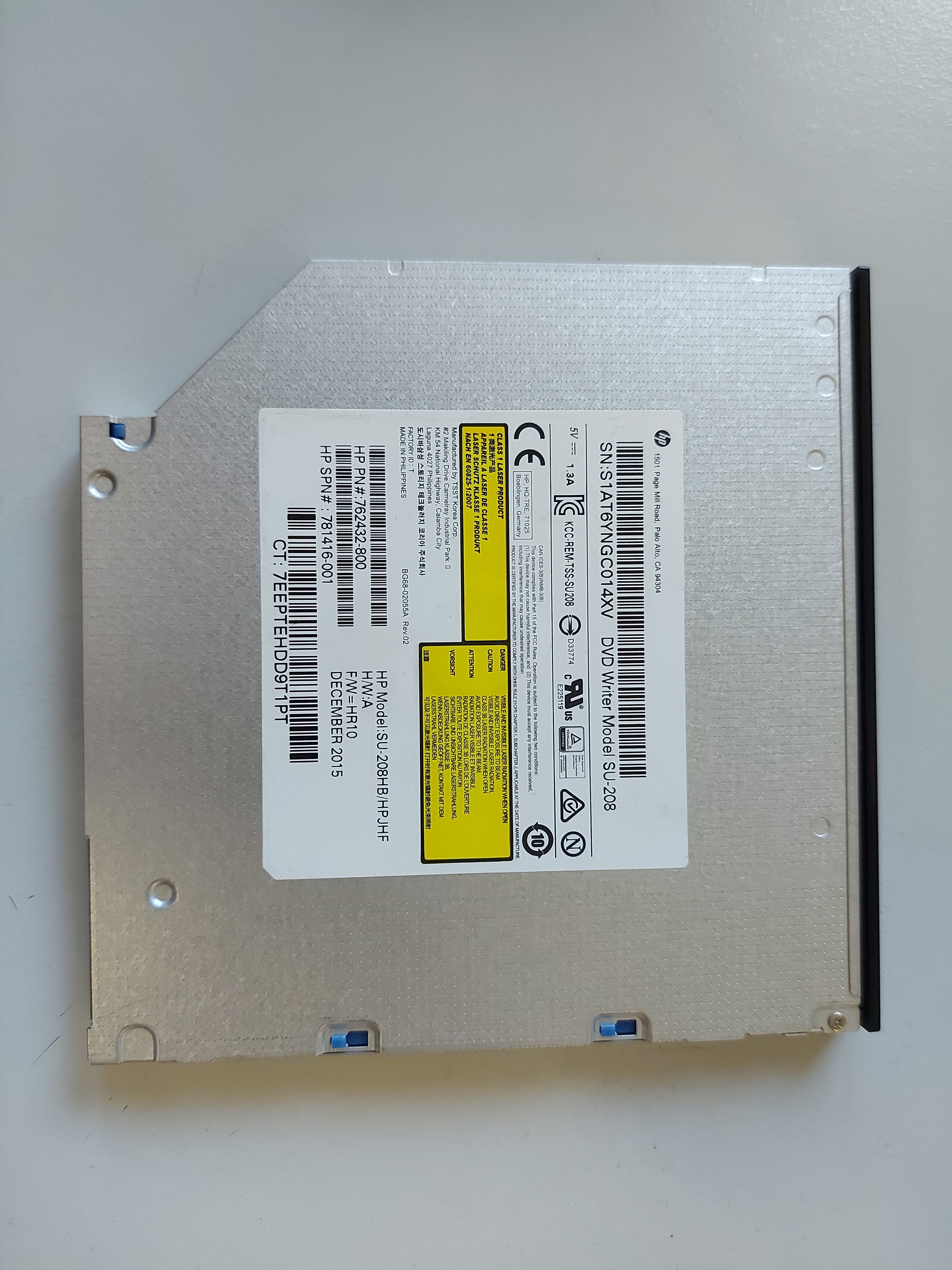 HP Samsung SU-208HB/HPJHF Super Multi 8X DVD RW DL Burner 24X CD-R Writer 9.5mm Super Slim Laptop Internal SATA Drive (762432-800 781416-001)