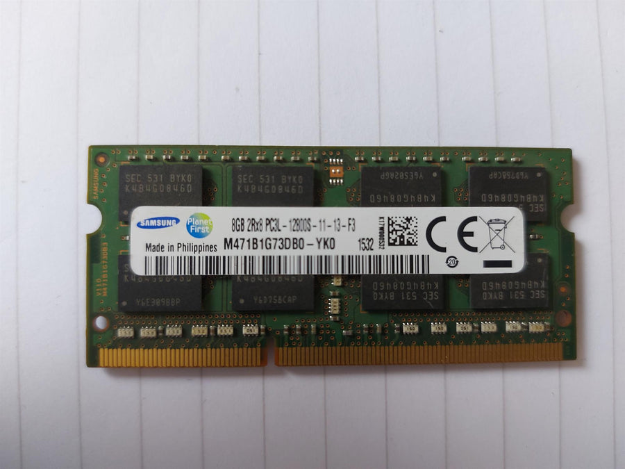 Samsung/HP 8GB  PC3L-12800S DDR3-1600 CL11 NonECC 204pin SDRAM SODIMM Memory Module (M471B1G73DB0-YK0 693374-001)