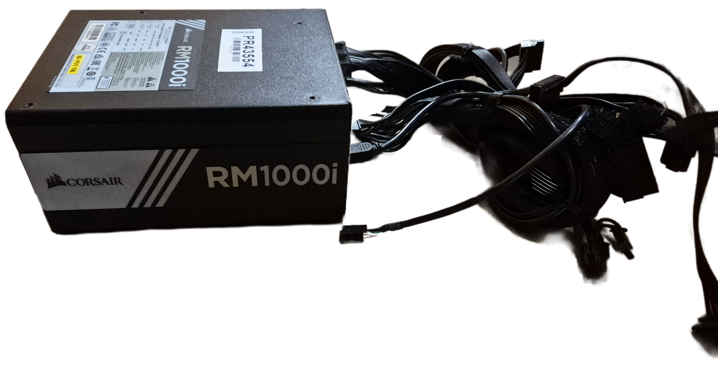 Corsair RM1000i 1000W Fully Modular PSU + Cables ( CP-9020084 75-010837 RPS0010 ) USED