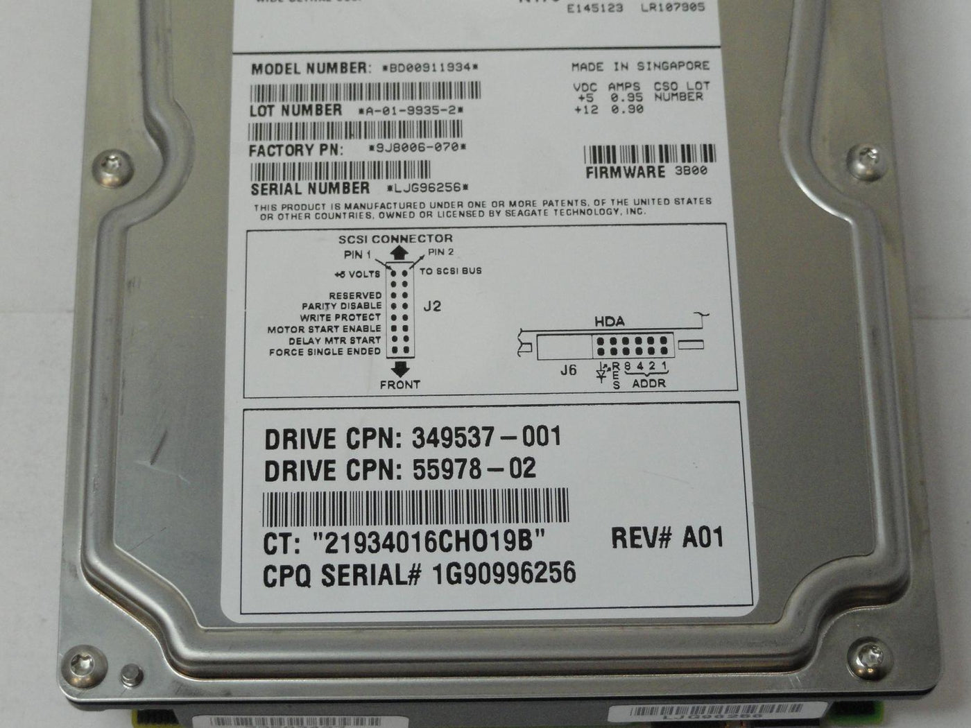 Seagate Compaq 9.1GB SCSI 80 Pin 10Krpm 3.5in HDD ( BD00911934 9J8006-070 349537-001 55978-02 ) REF