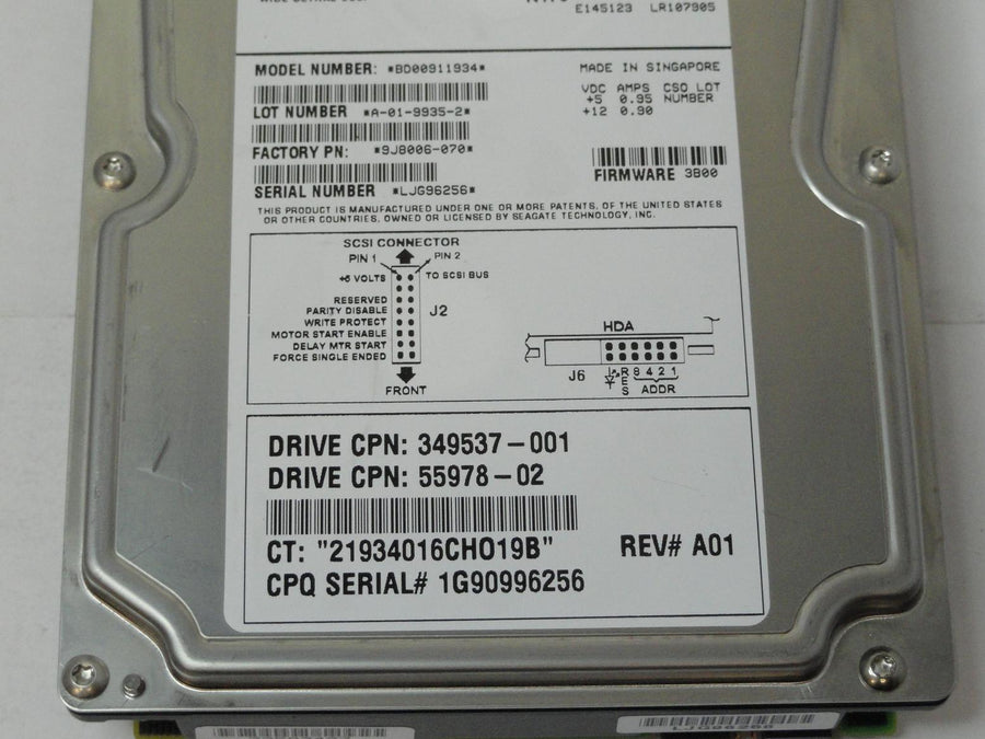 Seagate Compaq 9.1GB SCSI 80 Pin 10Krpm 3.5in HDD ( BD00911934 9J8006-070 349537-001 55978-02 ) REF