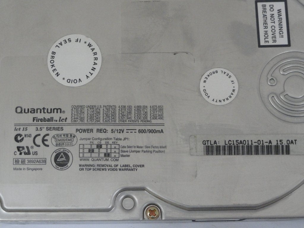 Quantum 15GB IDE 5400rpm 3.5in HDD ( LC15A011 ) USED