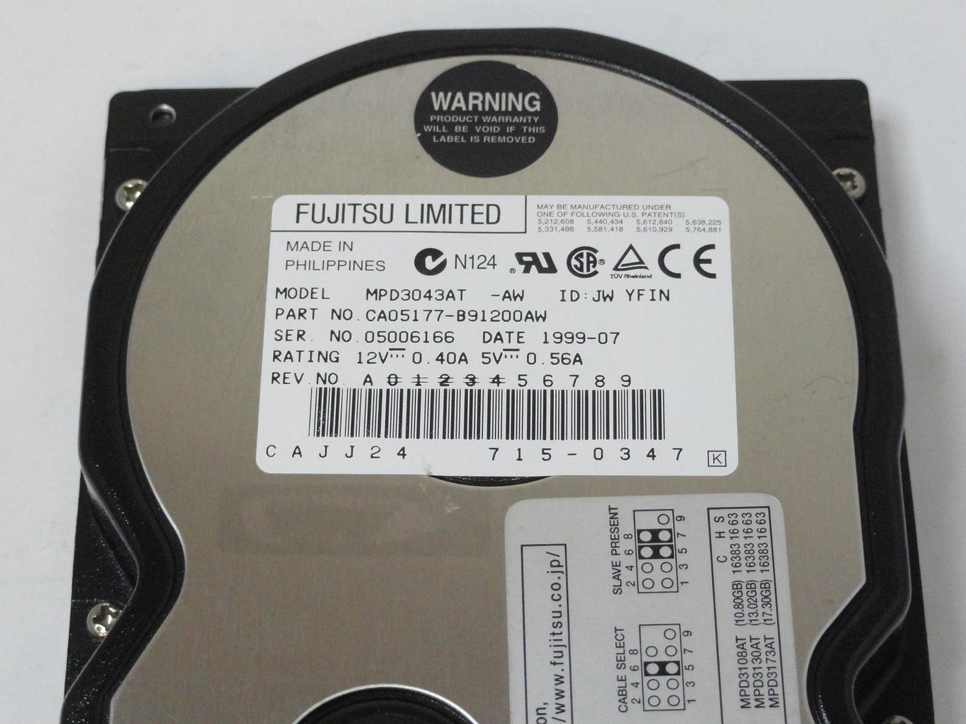 PR11754_CA05177-B91200AW_Fujitsu 4.3GB IDE 5400rpm 3.5in HDD - Image3