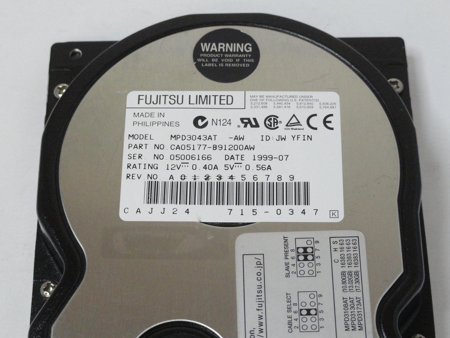 PR11754_CA05177-B91200AW_Fujitsu 4.3GB IDE 5400rpm 3.5in HDD - Image3