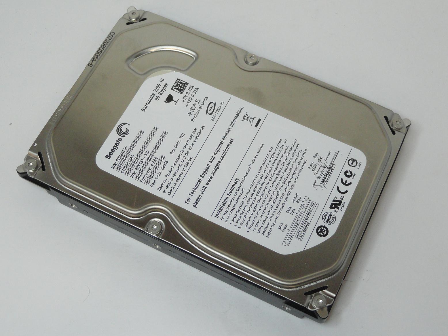 9CY131-310 - Seagate Barracuda 7200.10 80GB SATA 7200rpm 3.5in HDD - Refurbished