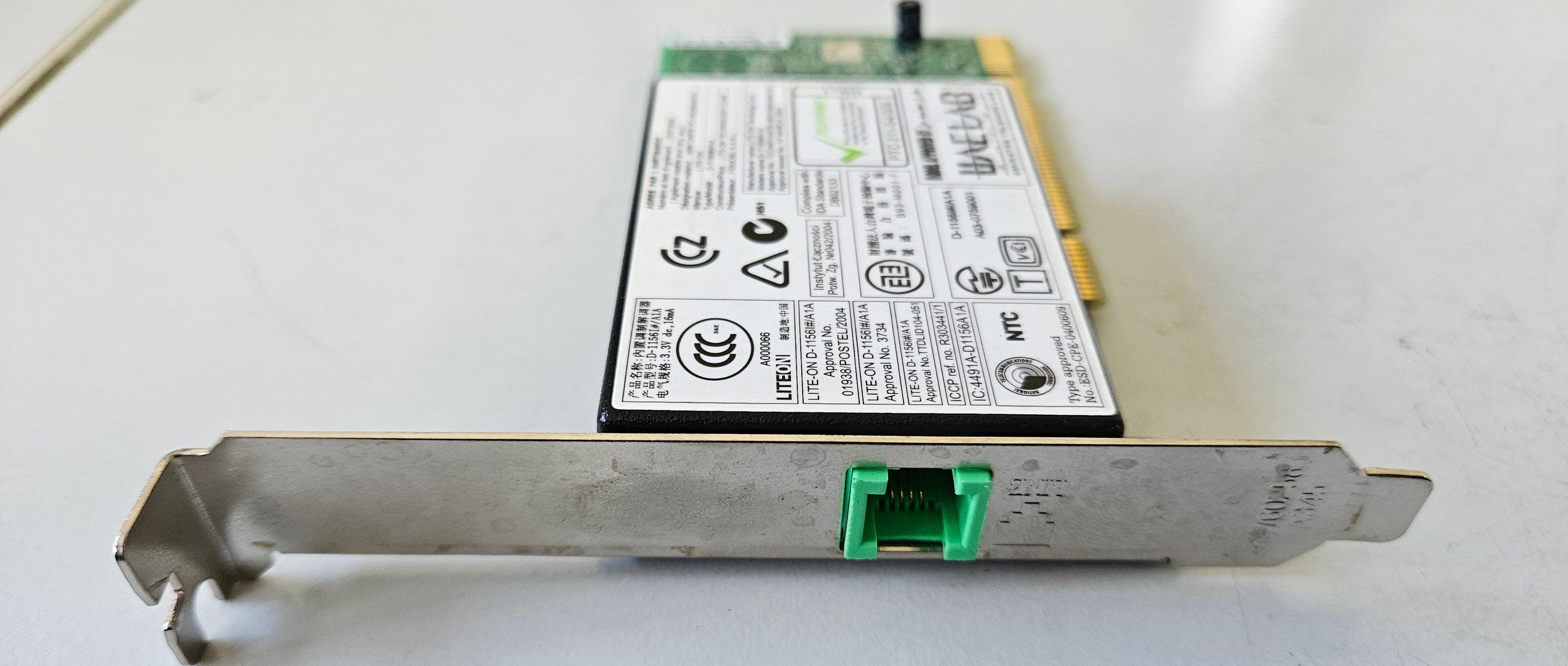 LiteOn PCI 56K Modem Card ( D-1156l#A1A ) USED