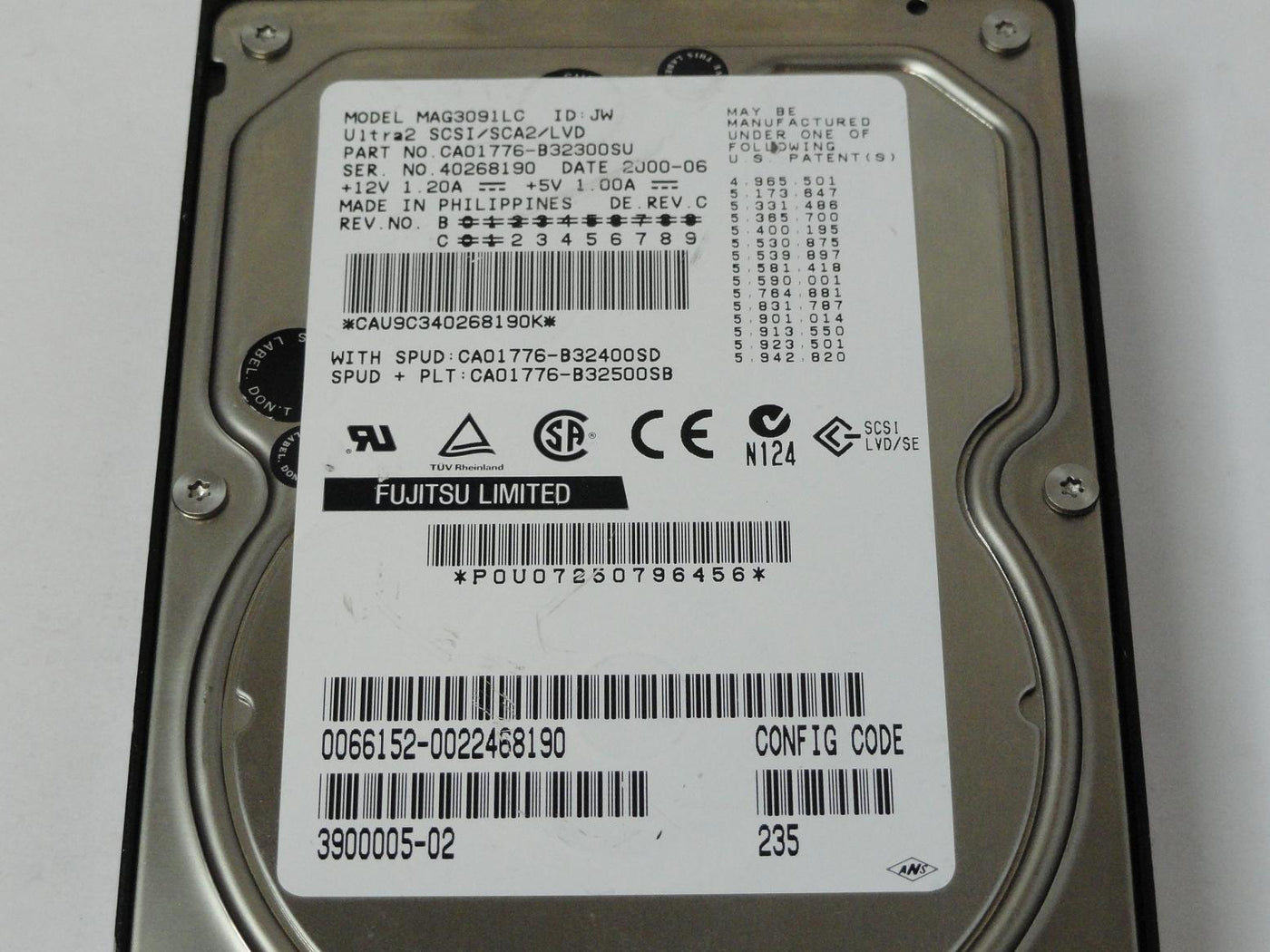 PR03325_CA01776-B32300SU_Fujitsu Sun 9.1GB SCSI 80 Pin 10Krpm 3.5in HDD - Image3