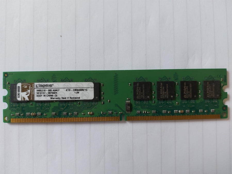 Kingston 1GB PC2-5300 667MHz NonECC Unbuffered CL5 240Pin DDR2 SDRAM DIMM Memory Module (KTD-DM8400B/1G 9905316-005)