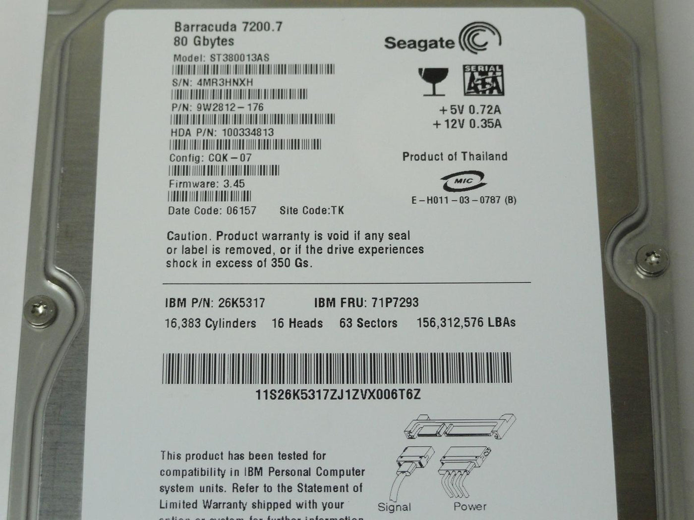 PR25110_9W2812-176_Seagate IBM 80GB SATA 7200rpm 3.5in HDD - Image3