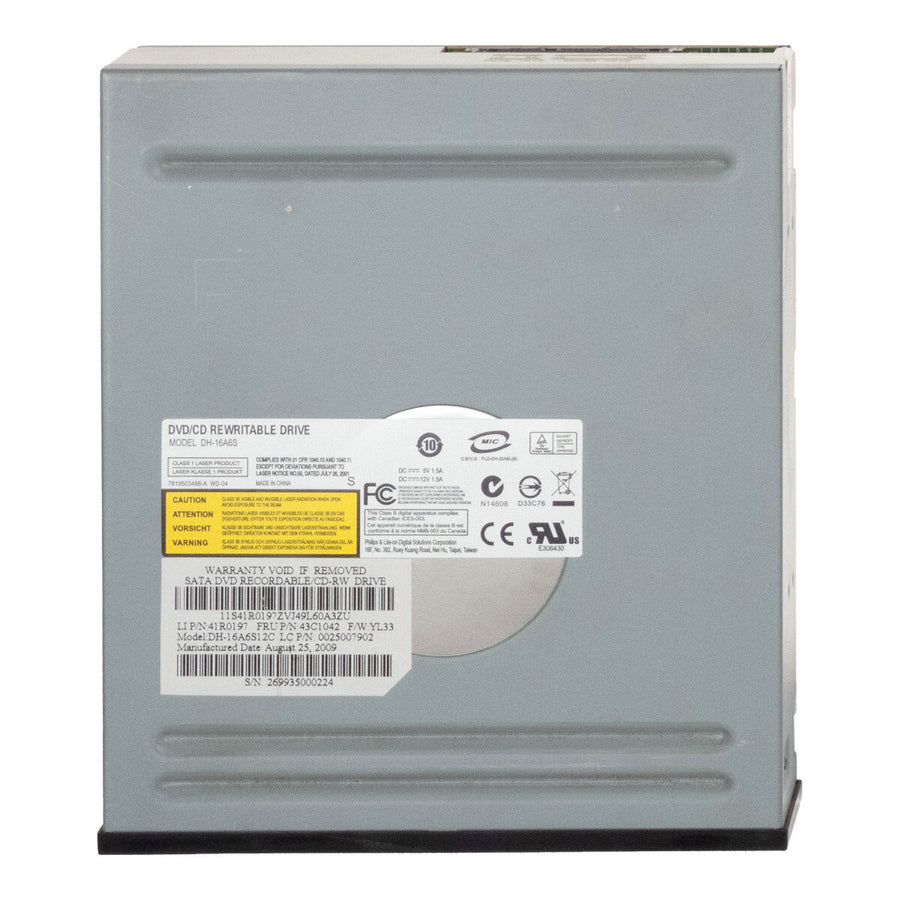 Lite-On Lenovo DH-16A6S 16x Black Bezel DVD-RW SATA 5.25" Drive ( DH-16A6S12C 41R0197 43C1042 ) USED
