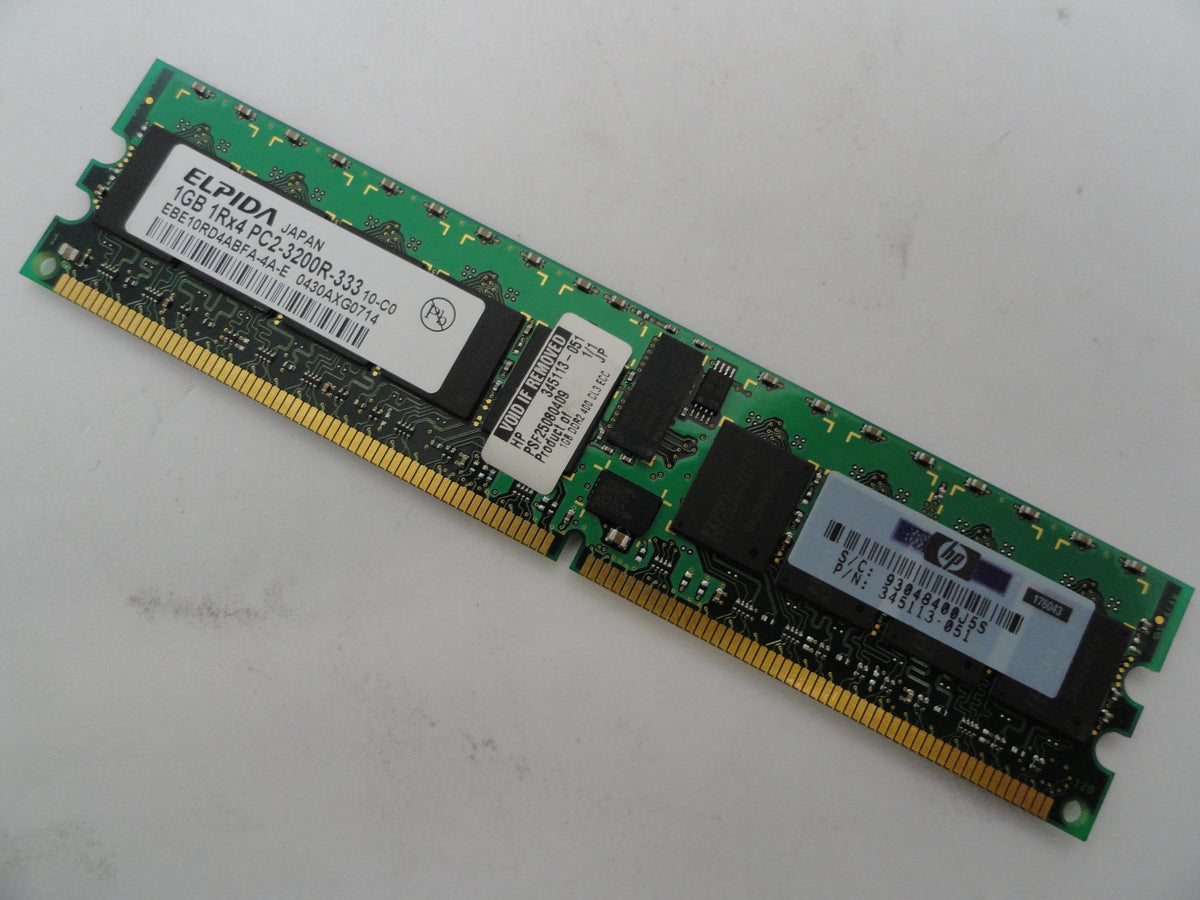 Elpida HP 1Gb DDR2-400MHz PC2-3200 CL3 ECC Reg RAM ( EBE10RD4ABFA-4A-E 345113-051 ) REF