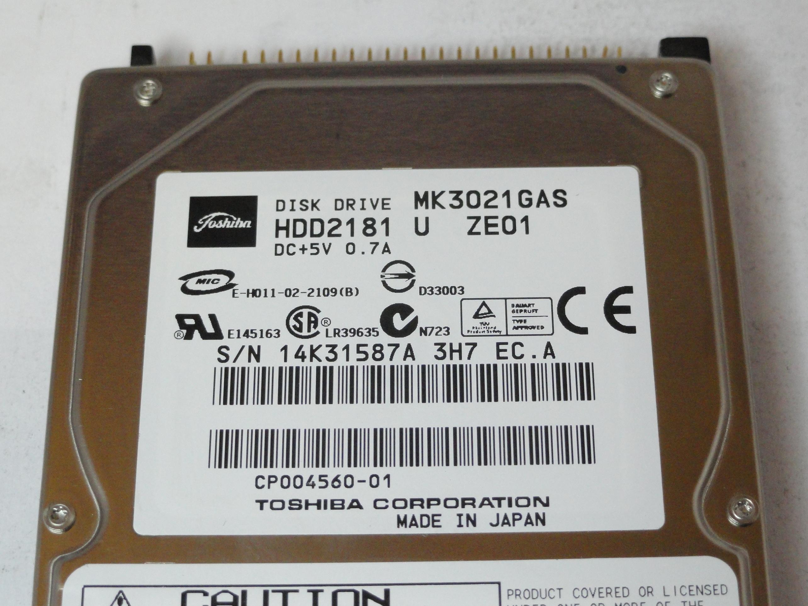 HDD2181 - Toshiba 30GB IDE 4200rpm 2.5in HDD - Refurbished
