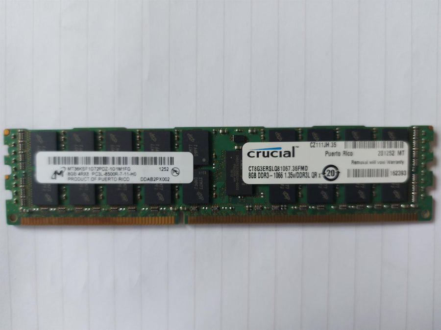 Micron/Crucial 8GB PC3-8500 DDR3-1066MHz ECC Registered CL7 240-Pin DIMM 1.35V Low Voltage Quad Rank Memory Module (MT36KSF1G72PDZ-1G1M1FG CT8G3ERSLQ81067.36FMD)
