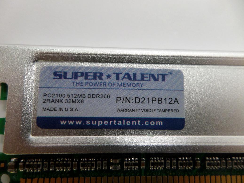 PR23546_D21PB12A_Super Talent 512MB PC2100 DDR-266MHz 184-Pin DIMM - Image2