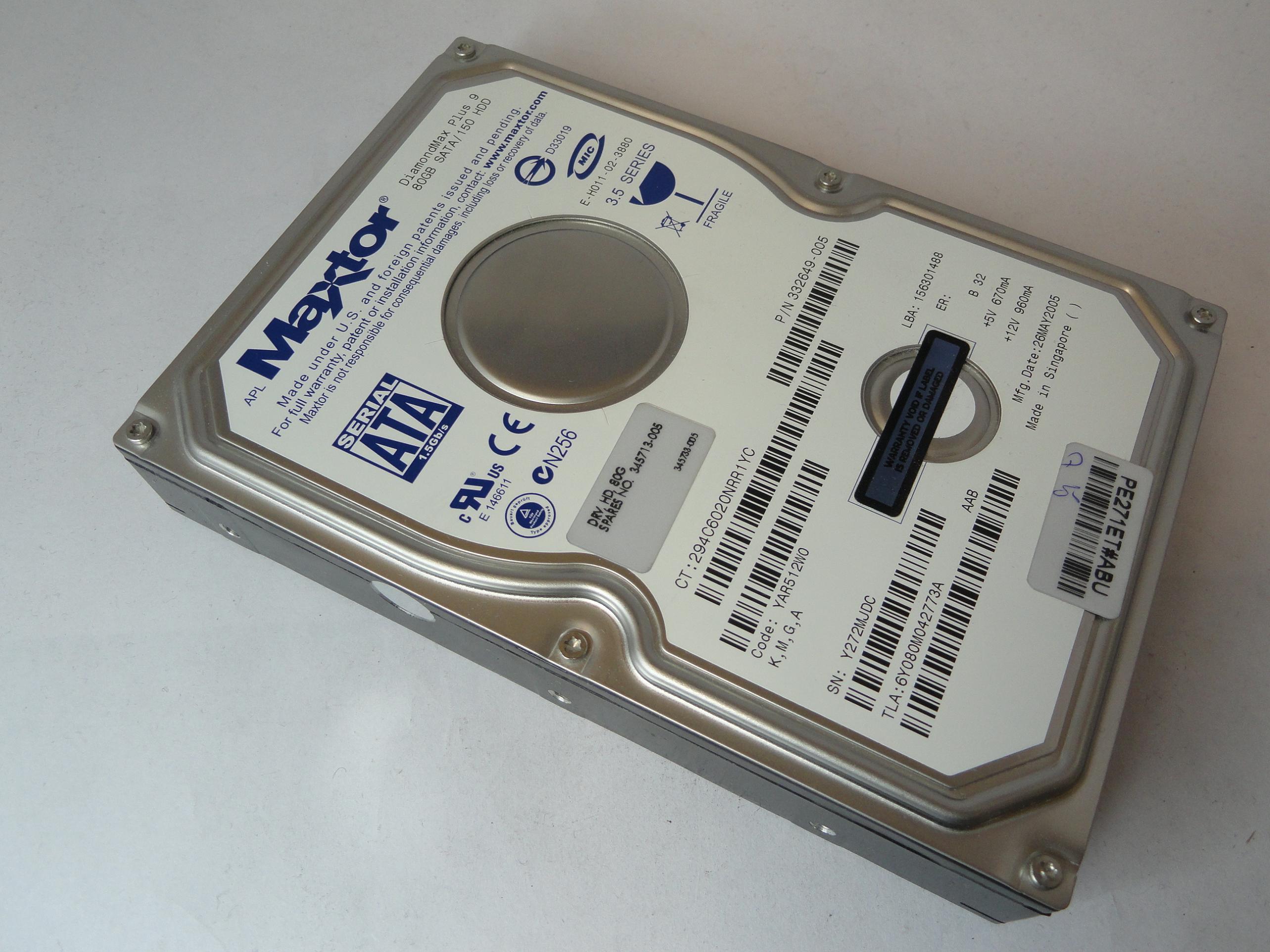 PR22534_6Y080M0_Maxtor HP 80Gb SATA 7200rpm 3.5in HDD - Image3