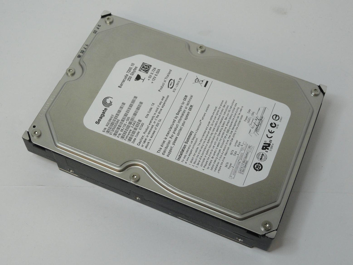 9BJ13E-505 - Seagate 250GB SATA 7200rpm 3.5in HDD - Refurbished