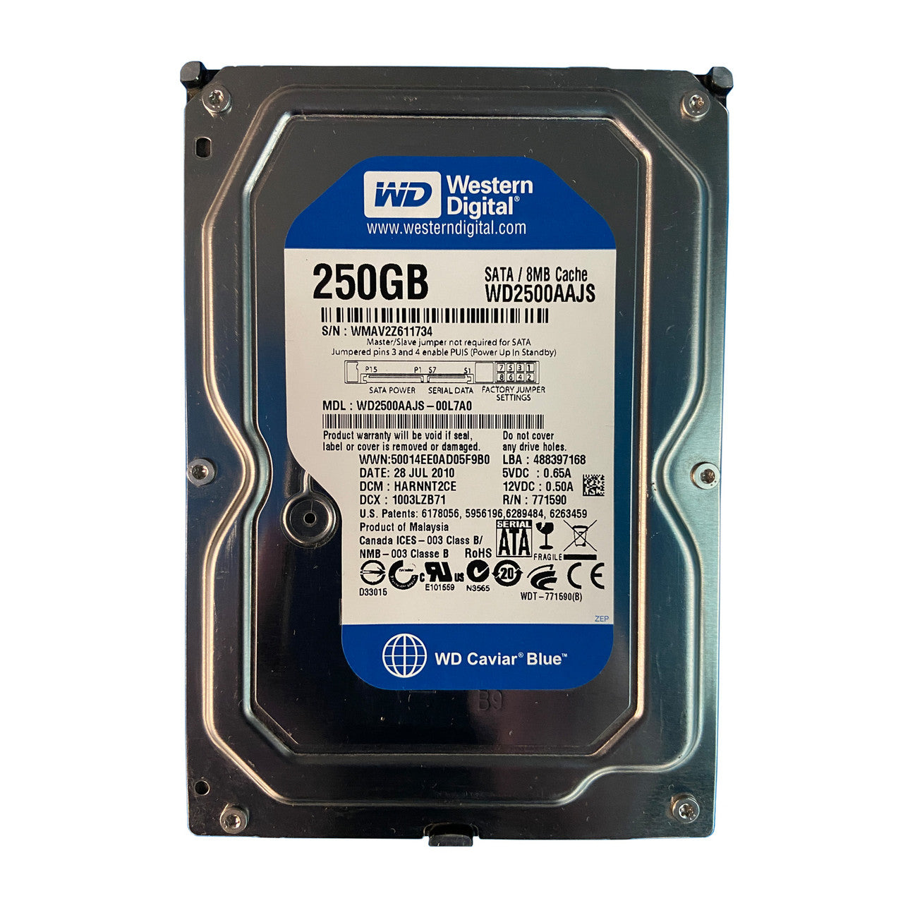 Western Digital 250GB SATA 7200rpm 3.5in HDD ( WD2500AAJS-22L7A0 ) REF