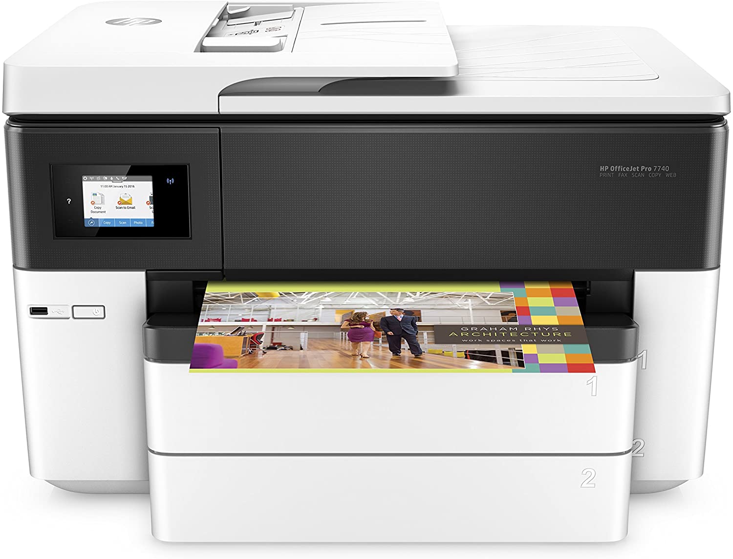 HP Officejet Pro 7740 All-in-One - multifunction printer NO TONER (7740 SNPRC-1500-02 USED)