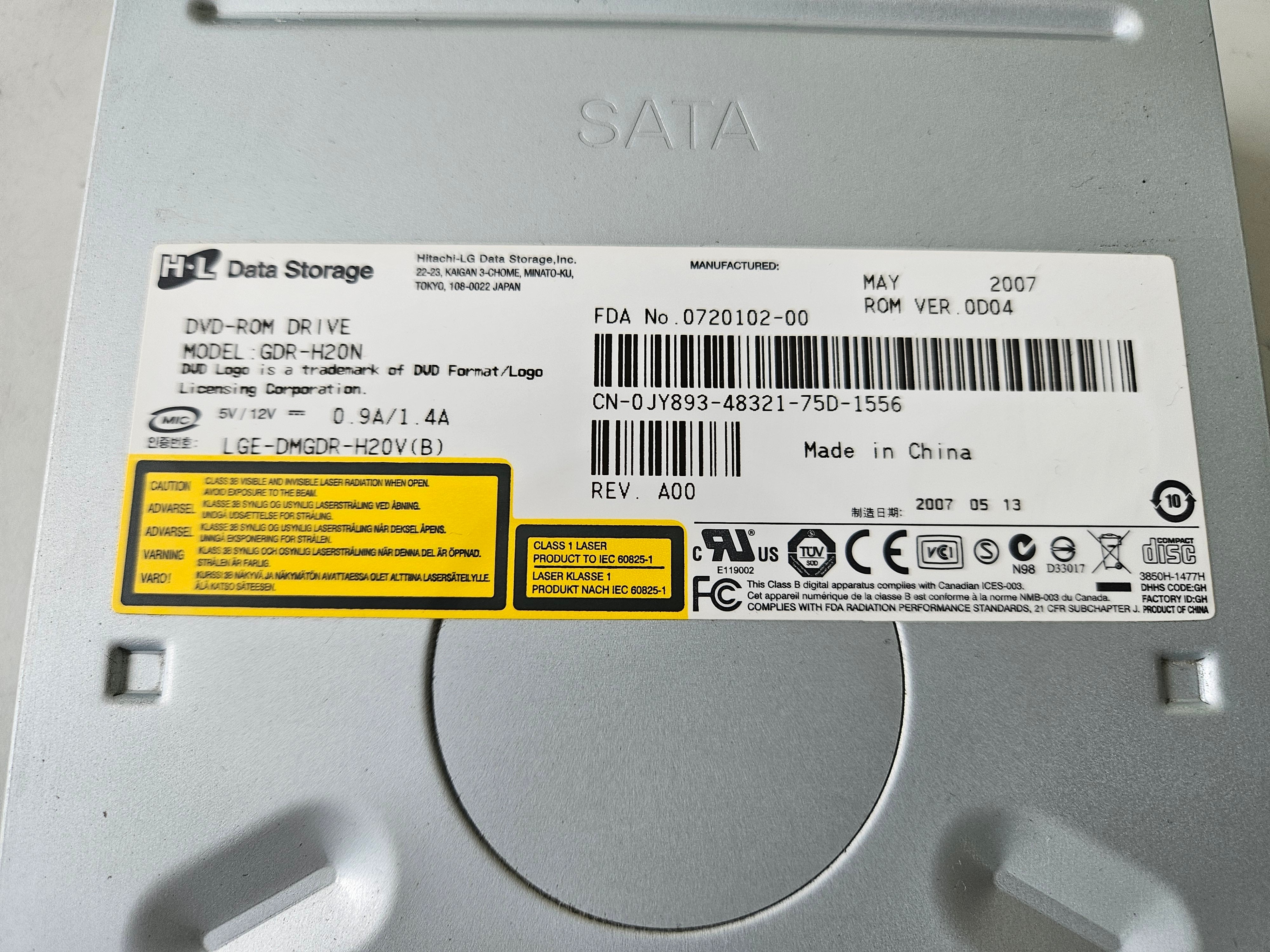 H.L Data Storage Dell 16x SATA DVD-ROM Drive - Black Bezel ( GDR-H20N 0JY893 ) USED