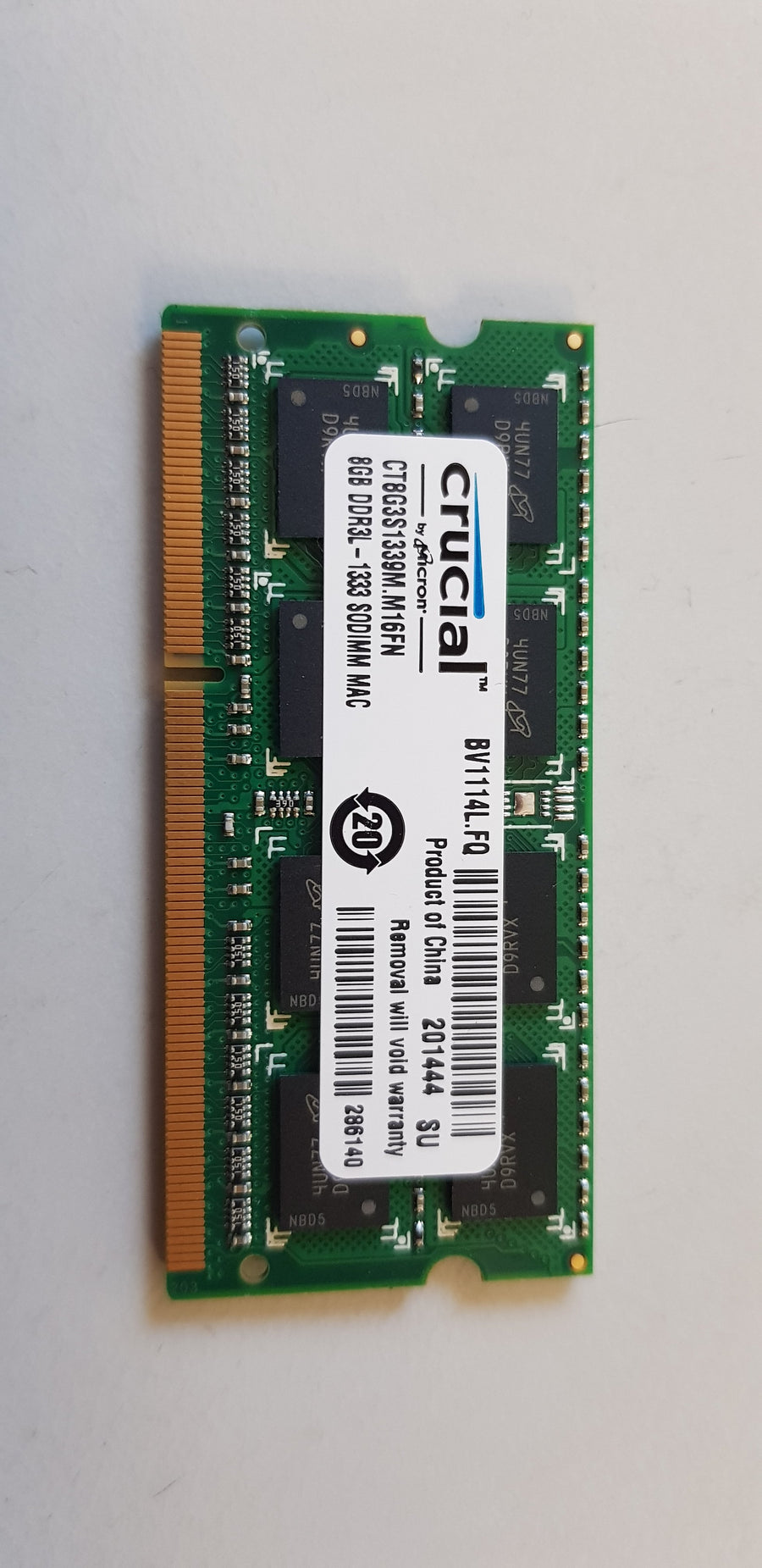 Crucial 8GB PC3-10600 DDR3-1333MHz non-ECC Unbuffered CL9 204-Pin SoDimm 1.35V Low Voltage Memory Module for Apple (CT8G3S1339M.M16FN)