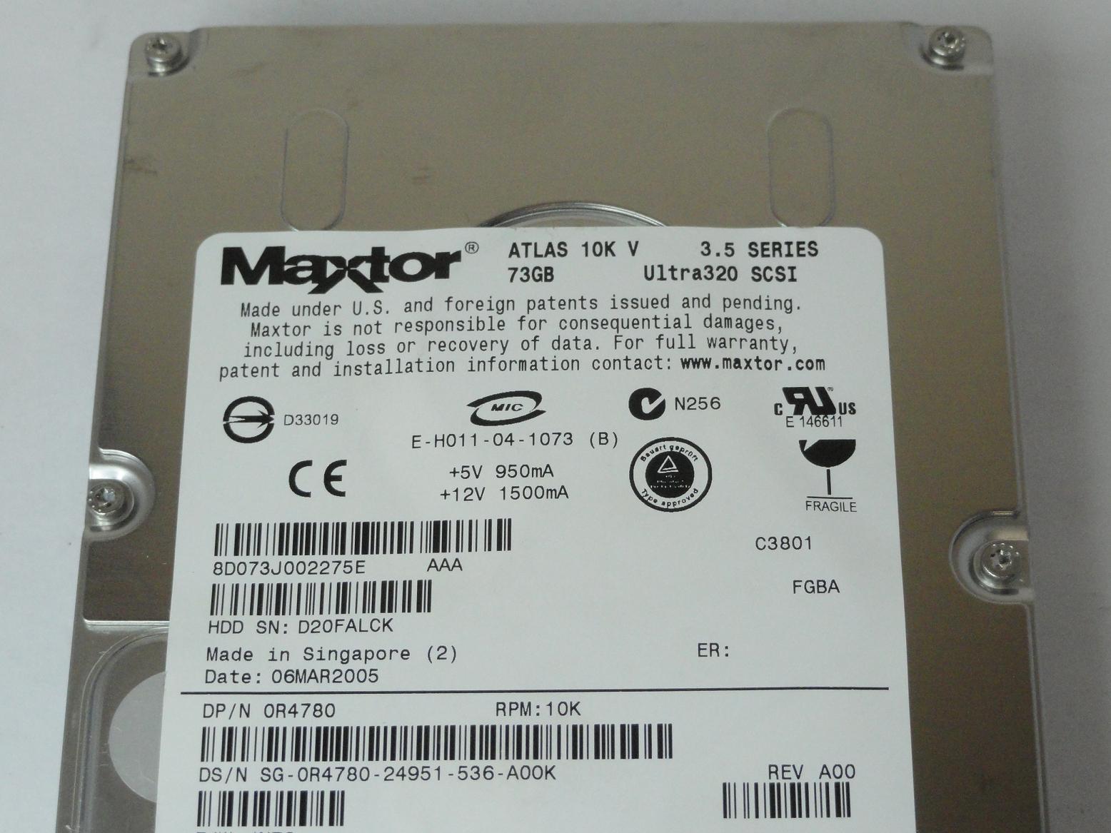 PR19291_8D073J0_Maxtor Dell 73Gb SCSI 80 Pin 10Krpm 3.5in HDD - Image2