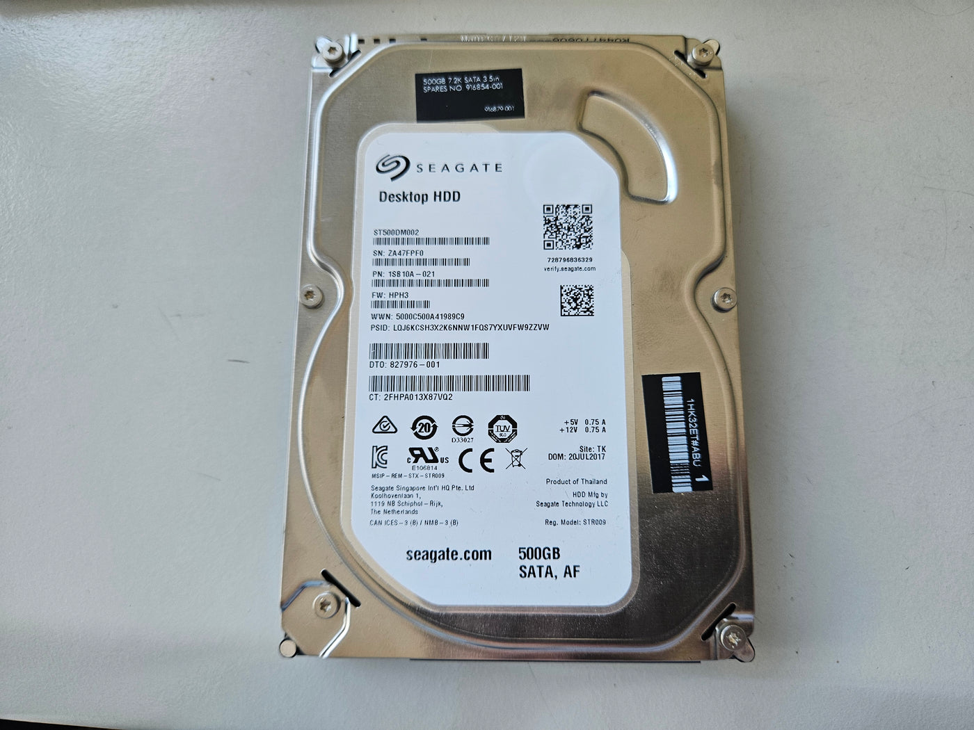 Seagate HP 500GB 7200RPM SATA 3.5in HDD ( ST500DM002 1SB10A-021 827976-001 ) REF