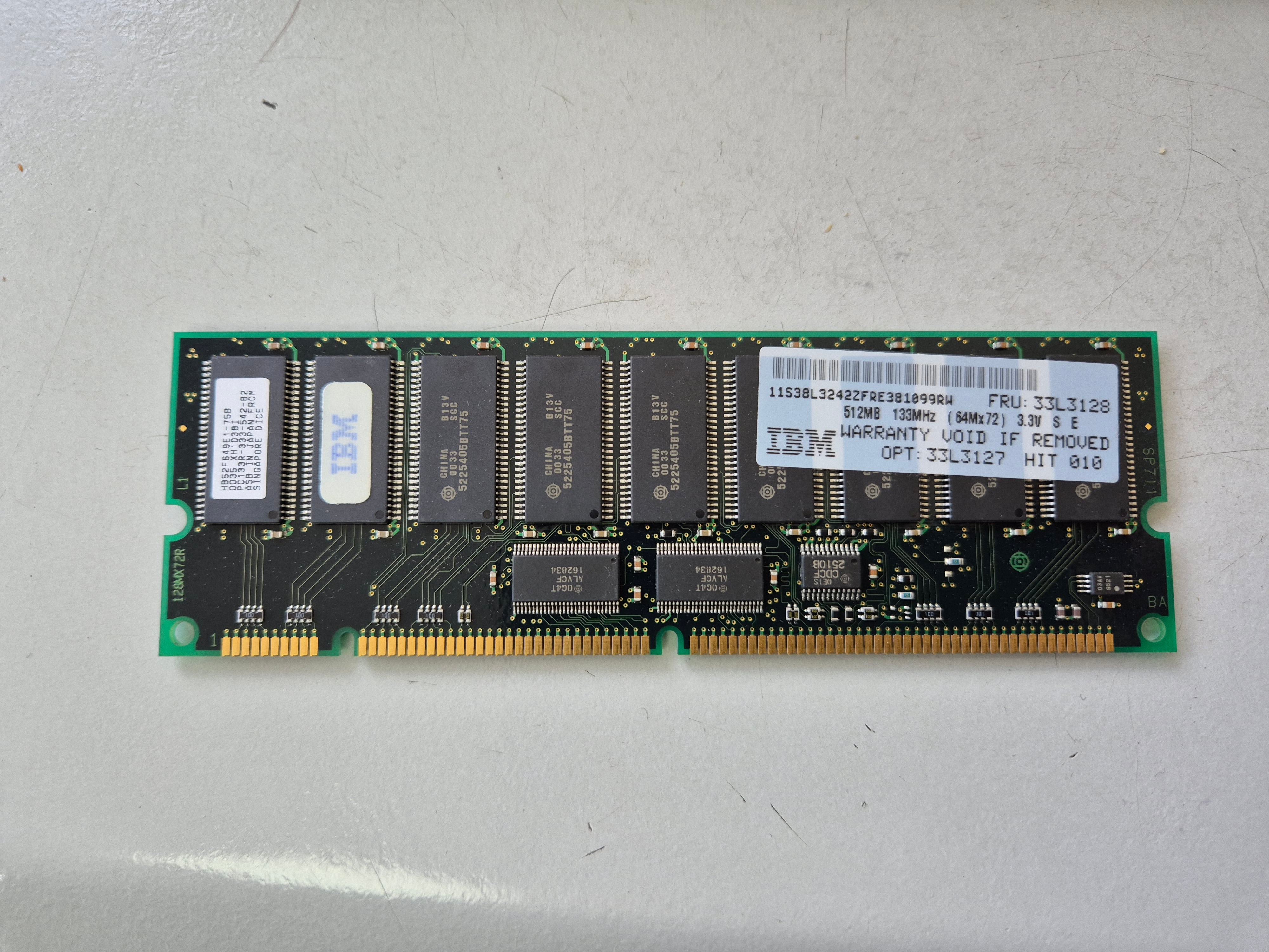 IBM 512MB PC133 DDR Reg 168-Pin DIMM ( HB52F649E1-75B 33L3127 ) REF