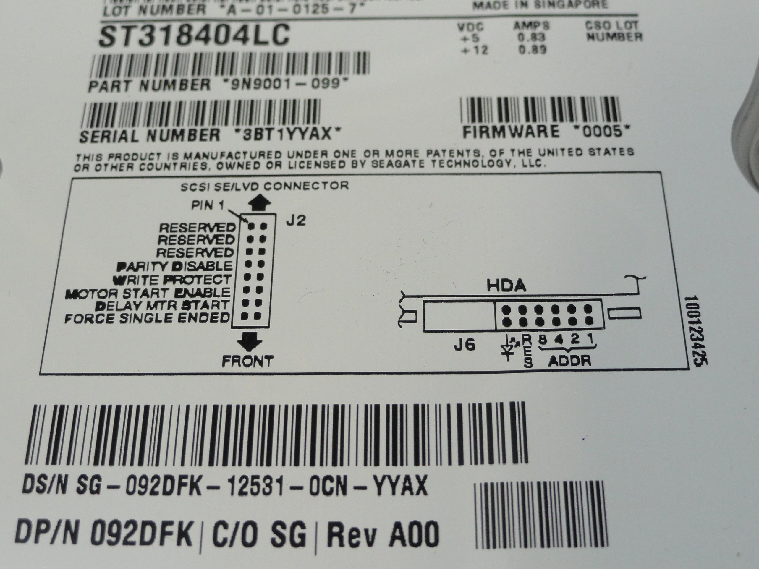 9N9001-099 - Seagate Dell 18.4Gb SCSI 80 Pin 10Krpm 3.5in HDD - Refurbished