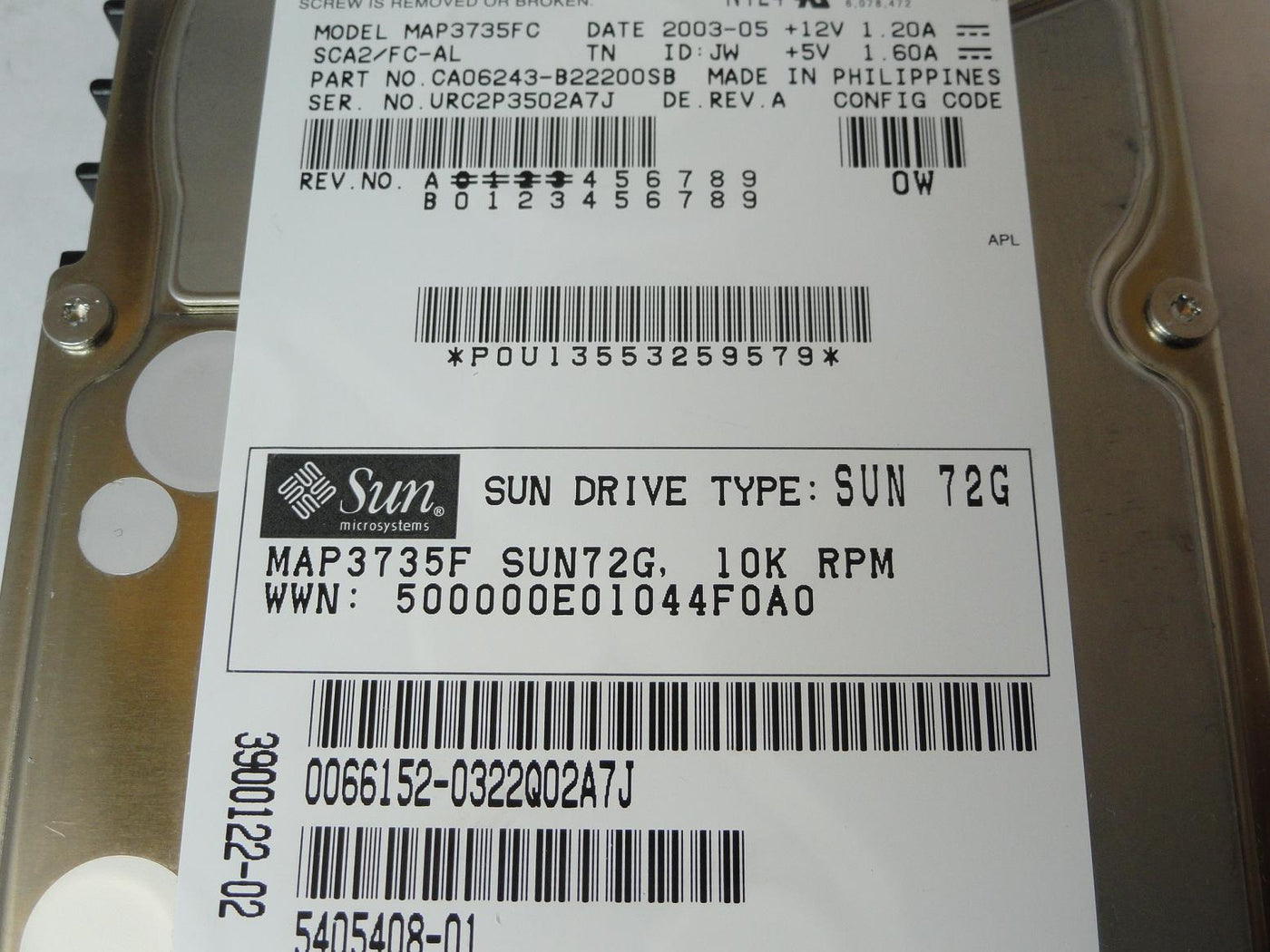 PR23754_CA06243-B22200SB_Fujitsu Sun 72Gb Fibre Channel 10Krpm 3.5in HDD - Image2