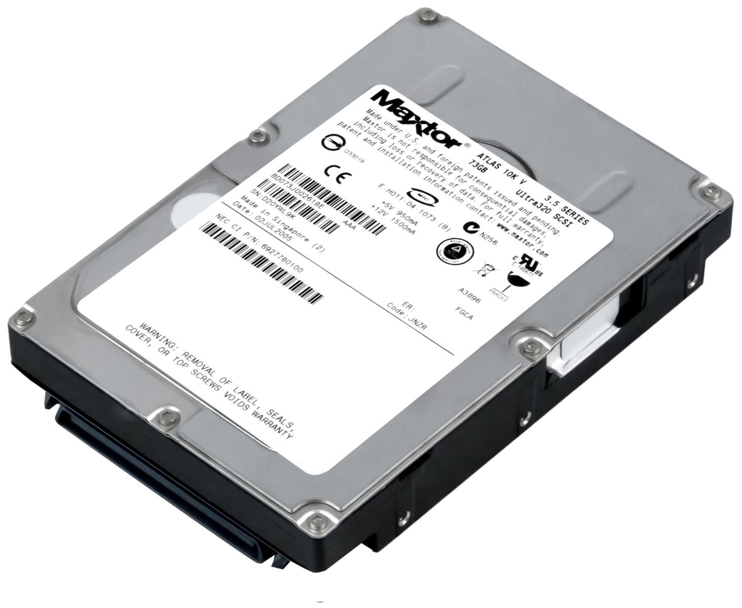 Maxtor Atlas Ultra320 73GB SCSI 68PIN 3.5in HDD ( 8J073L0 ) USED