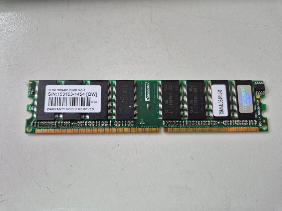 Transcend 512MB DDR 400MHz PC3200 CL3 NonECC Unbuffered 184-Pin DIMM ( TS64MLD64V4J-S ) REF