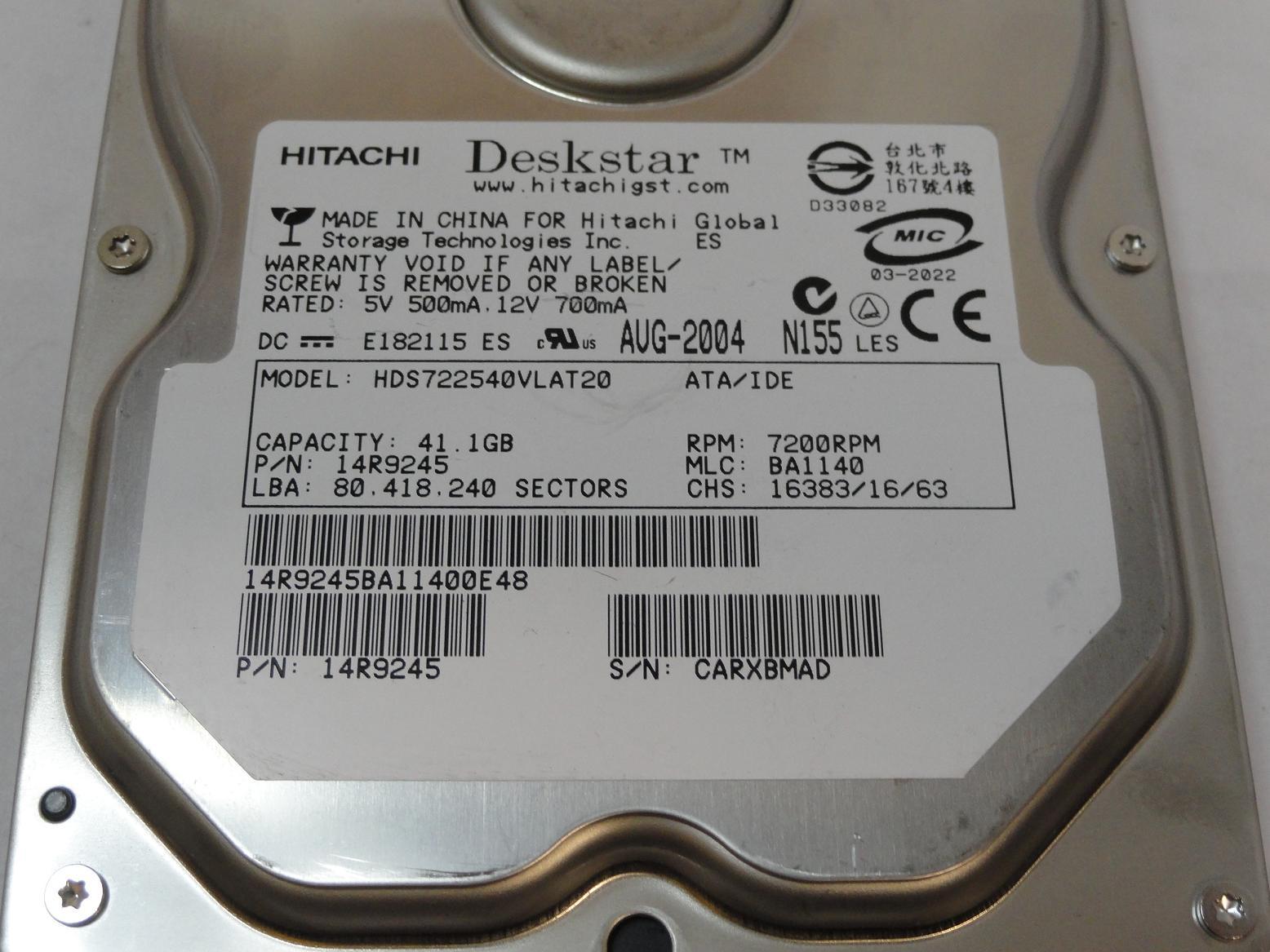 PR19501_14R9245_Hitachi 41.1GB IDE 7200rpm 3.5in HDD - Image3